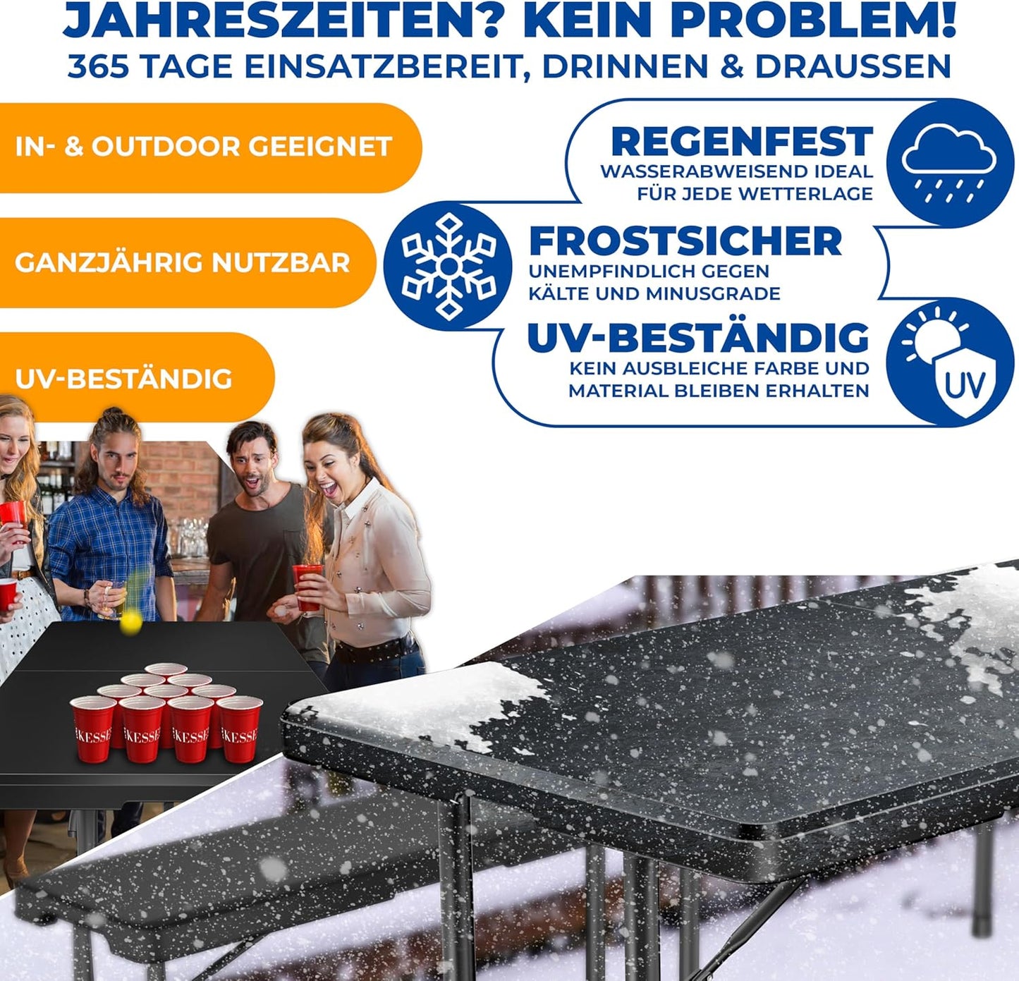 Klapptisch für Garten und Camping, Anthrazit