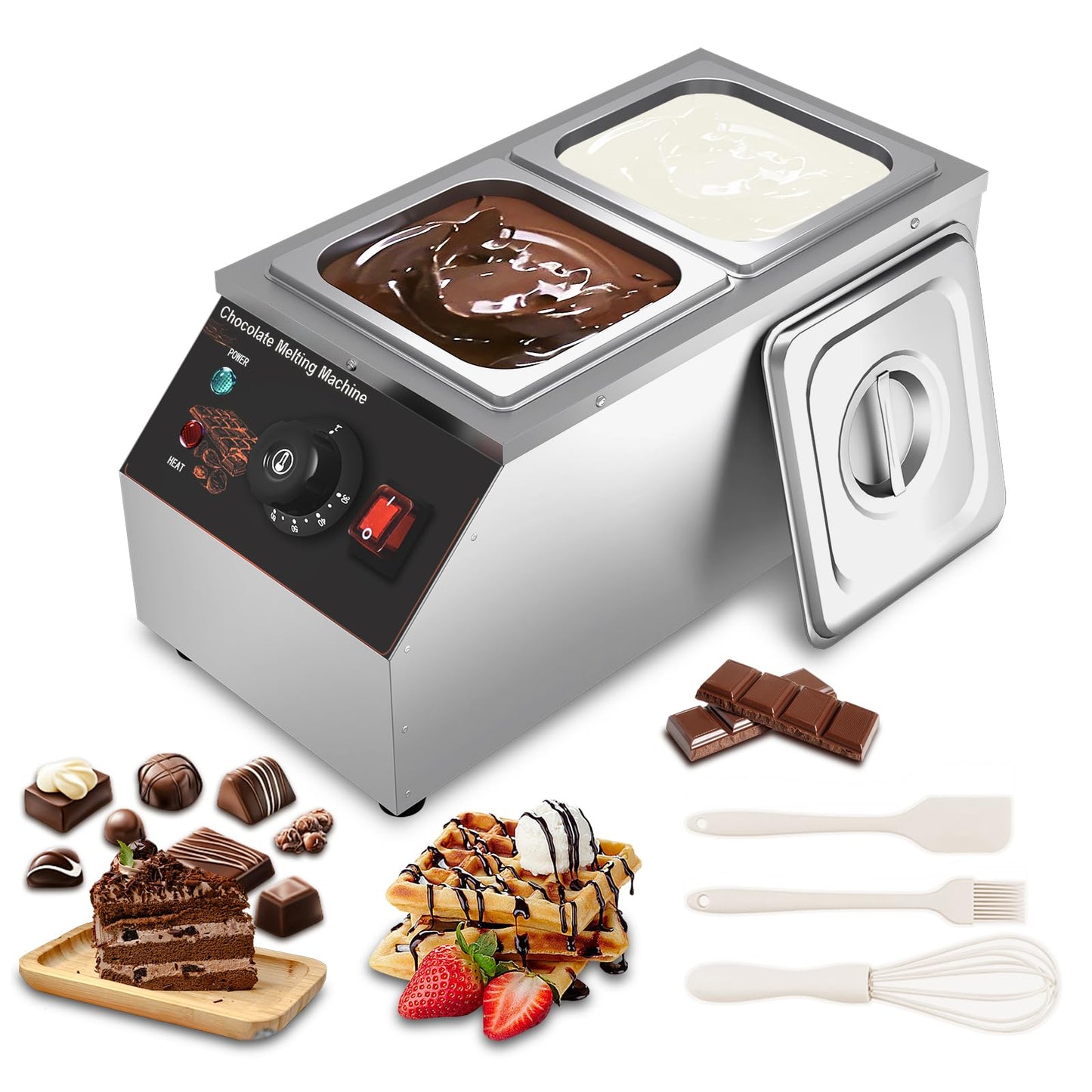 Schokoladen-Temperiermaschine mit 2 Töpfen, Edelstahl