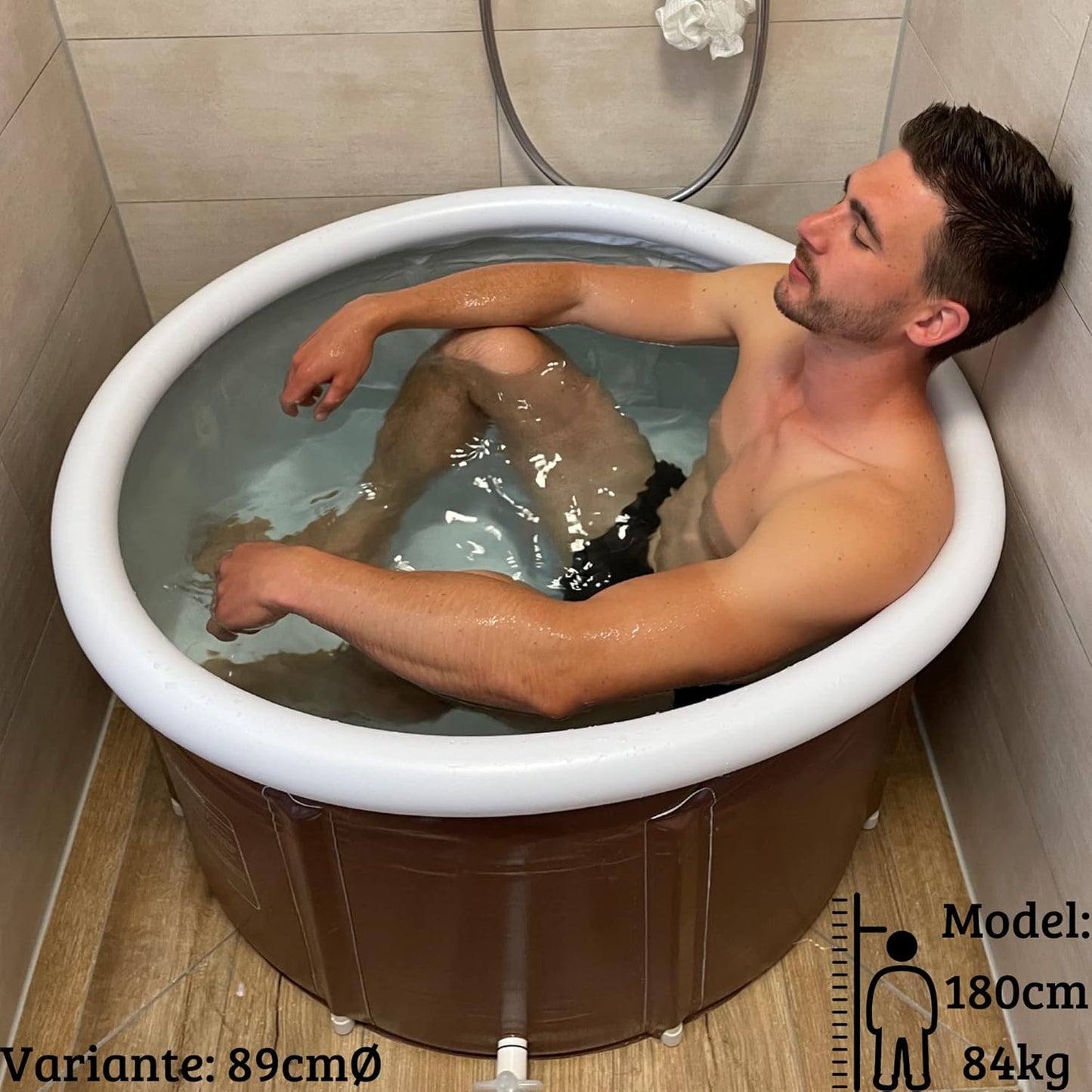 Faltbare Badewanne, 90cmØ x 55cm Braun