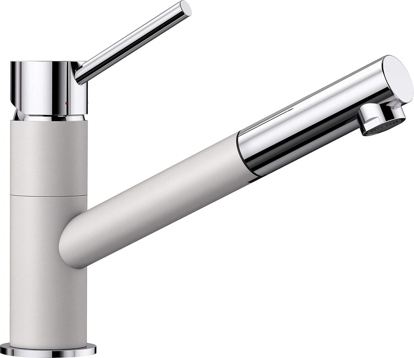 KANO-S Küchenarmatur mit Schlauchbrause, Hochdruck, wassersparend, Silgranitweiss, herausziehbarer Auslauf