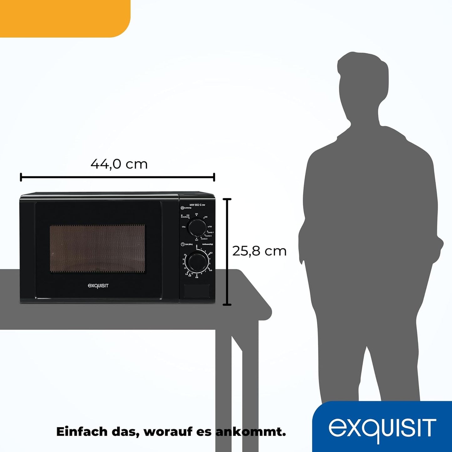 MW 802G Mikrowelle mit Grill, Schwarz