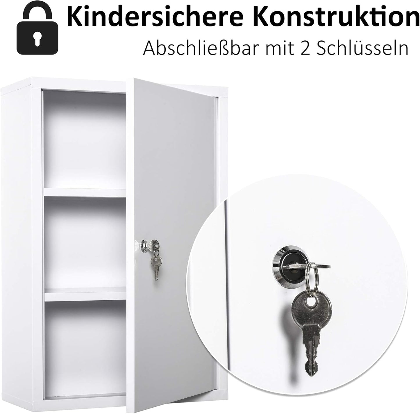 Abschliessbarer Medizinschrank, Weiss