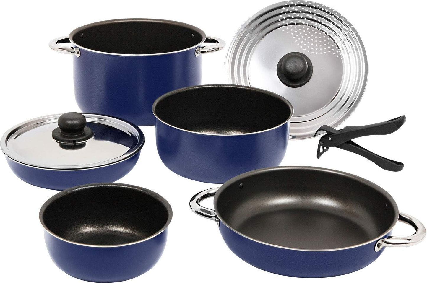 Topfset Aluminium stapelbar blau 9-tlg.