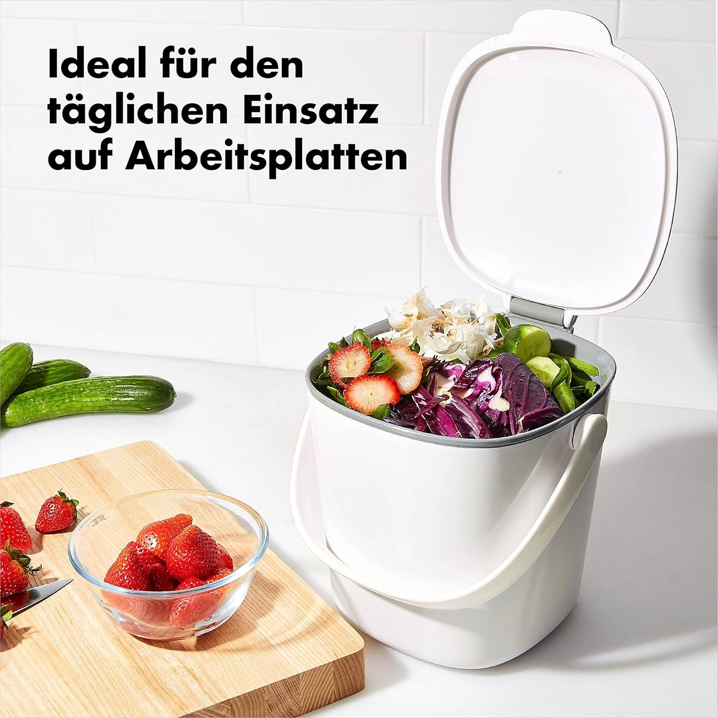 Geruchsdichter Good Grips Komposteimer, 2.8L Weiss