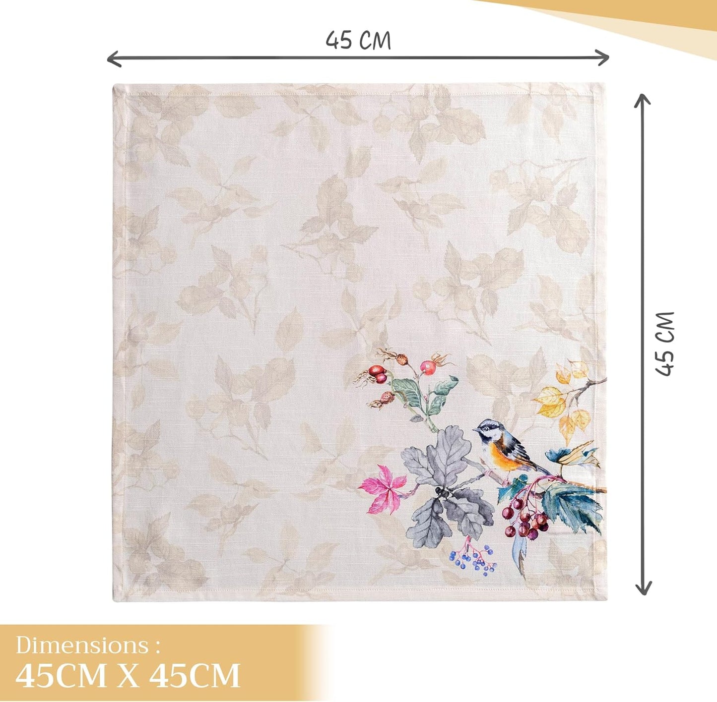4er-Set Stoffservietten, Tagundnachtgleiche, Beige