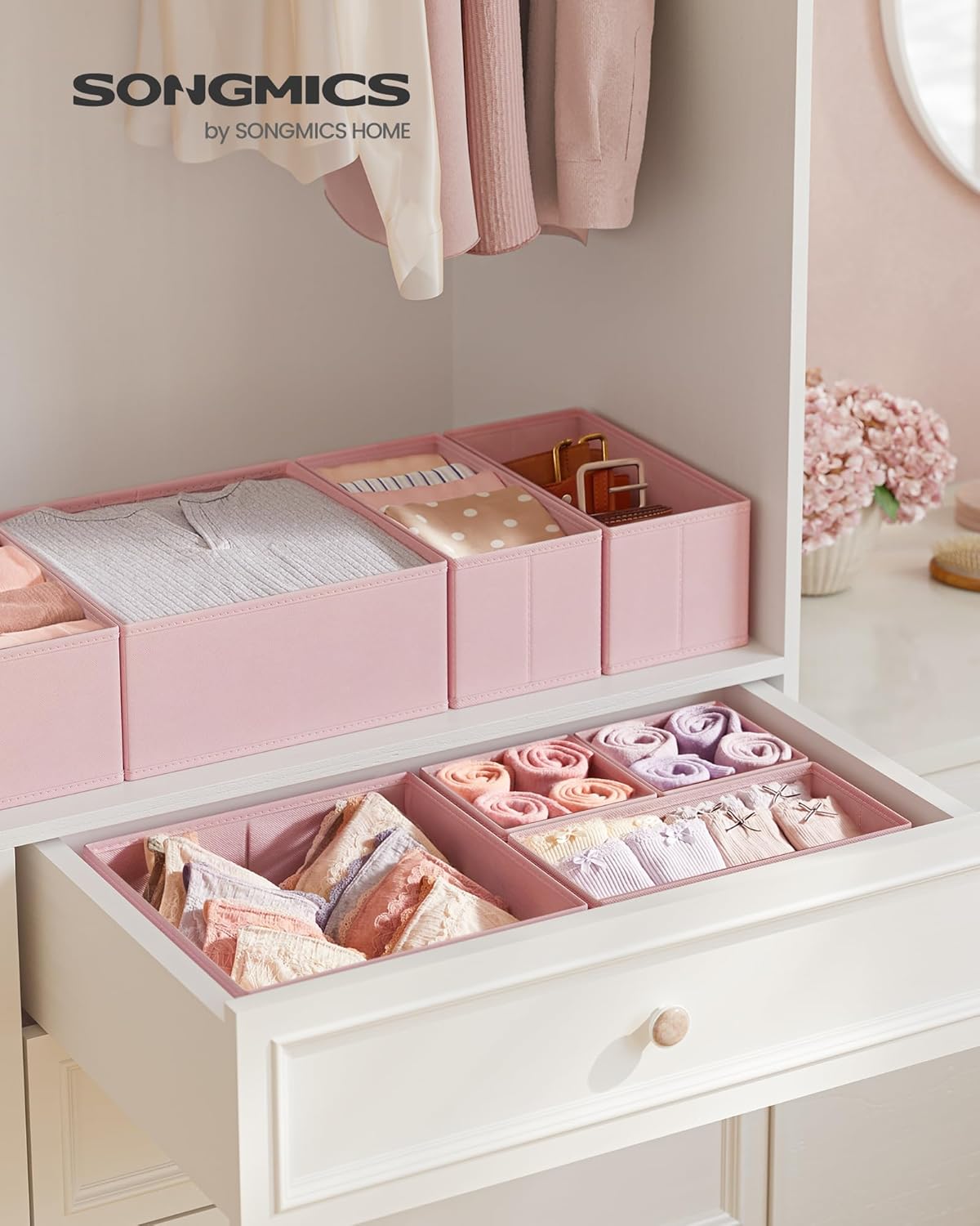 12er-Set Schubladen-Organizer, 12er Set Pastellrosa