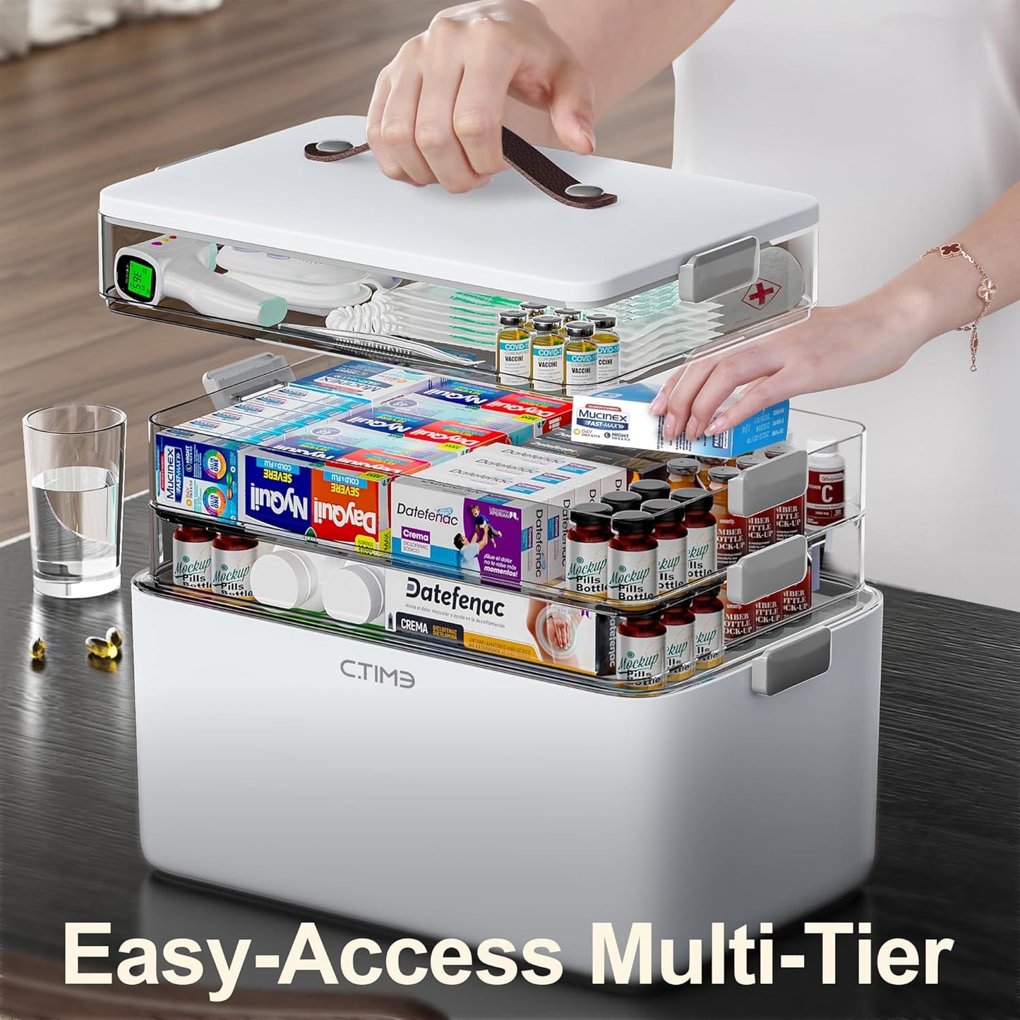 4-lagige Medikamentenbox-Set mit Pillenorganizer, Extra 4 -Tier Set