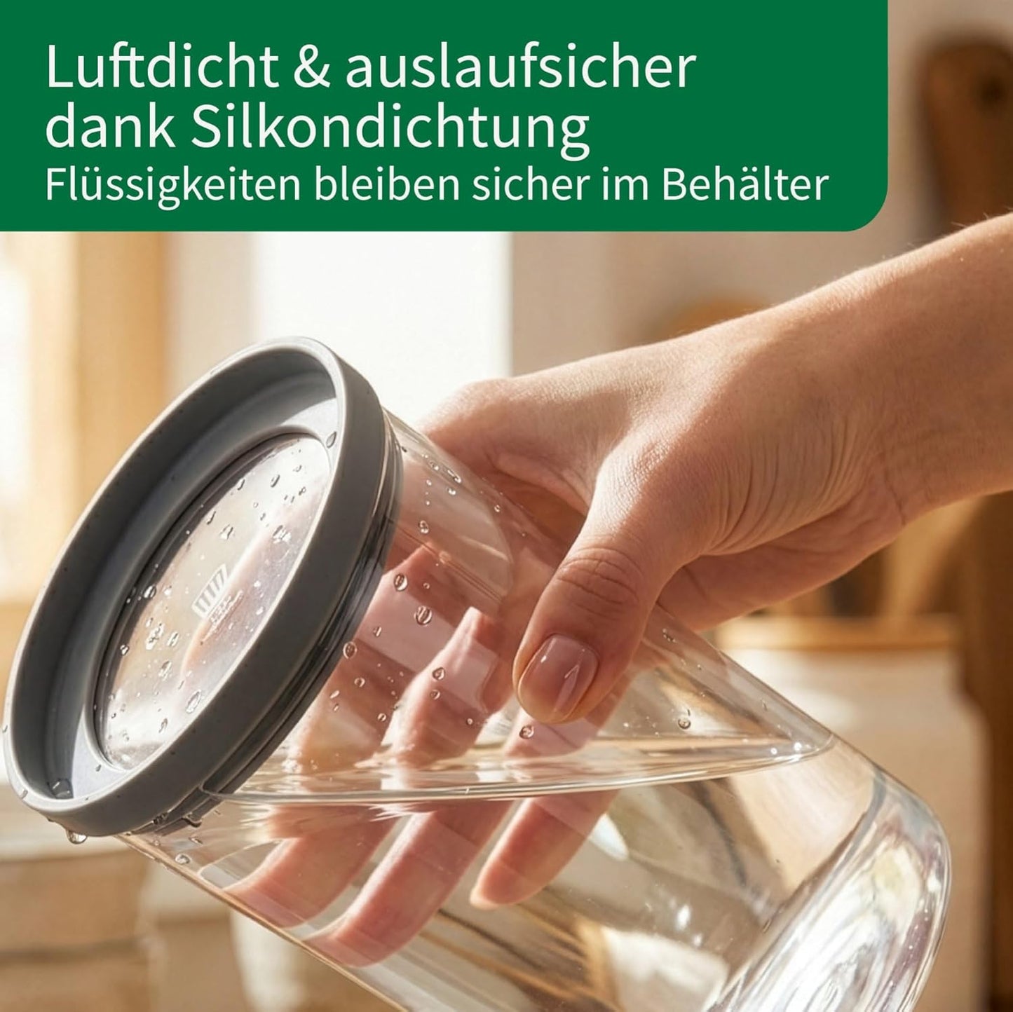 Vorratsbehälter-Set mit Glasdeckel, 4 x 1,5L