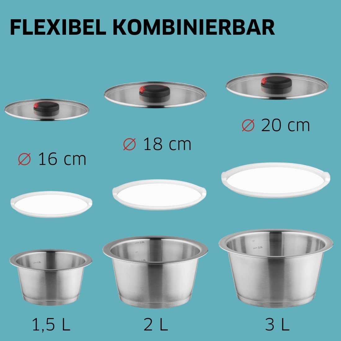 12-teiliges Kochtopfset Quick Clack Pro
