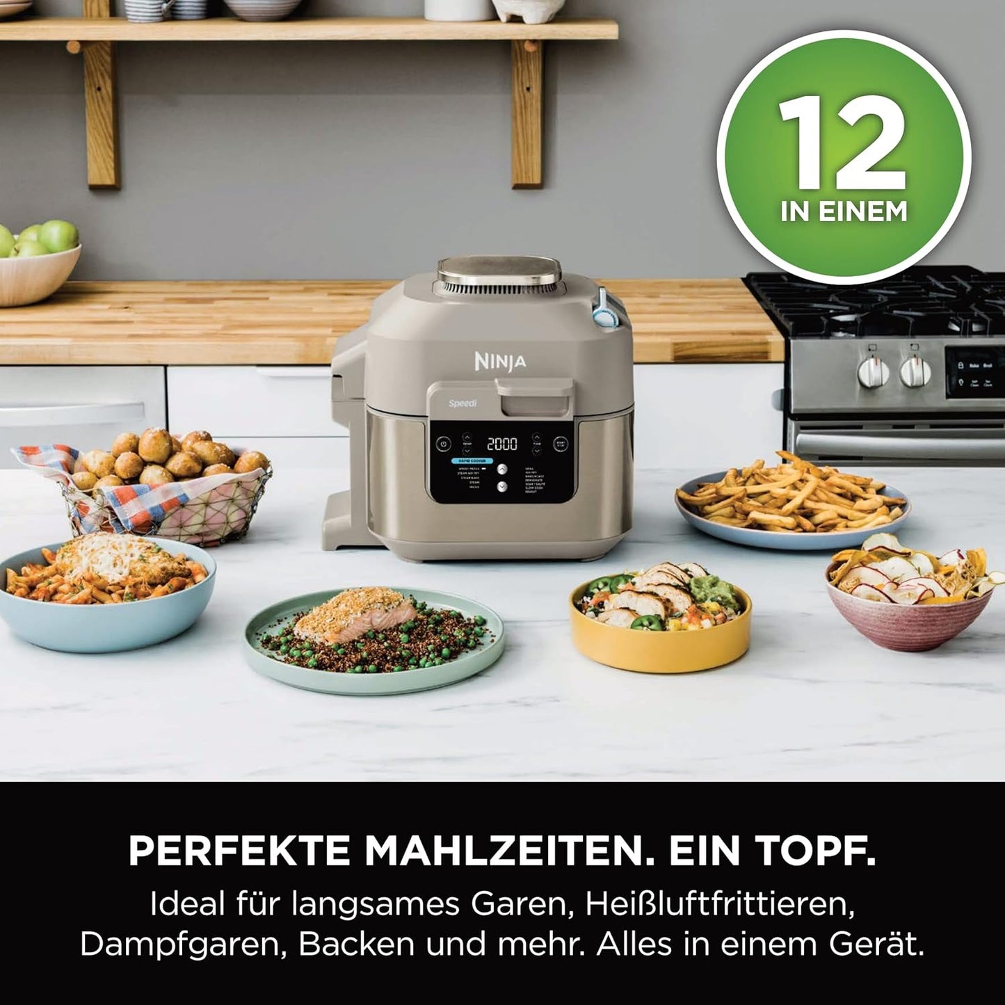 12-in-1 Multikocher ON500EUSTGD mit Air Fryer und Slow Cooker, 12-in-1 Amazon Exklusiv
