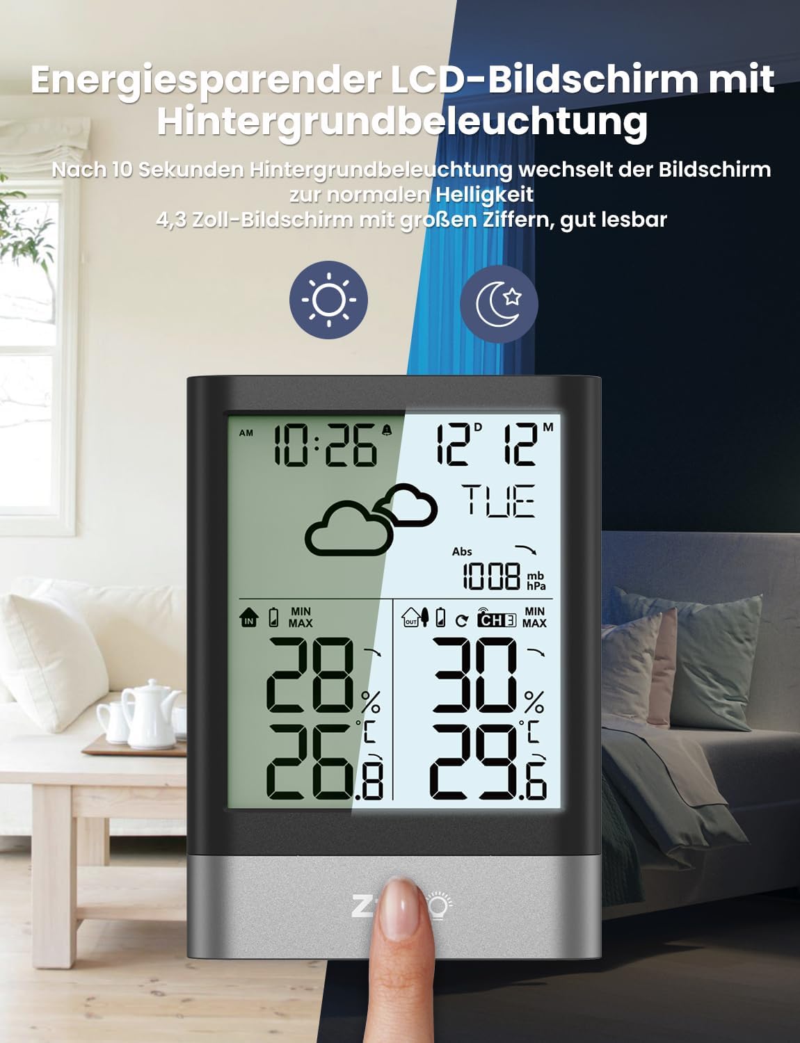 Funkwetterstation, Schwarz/Silber