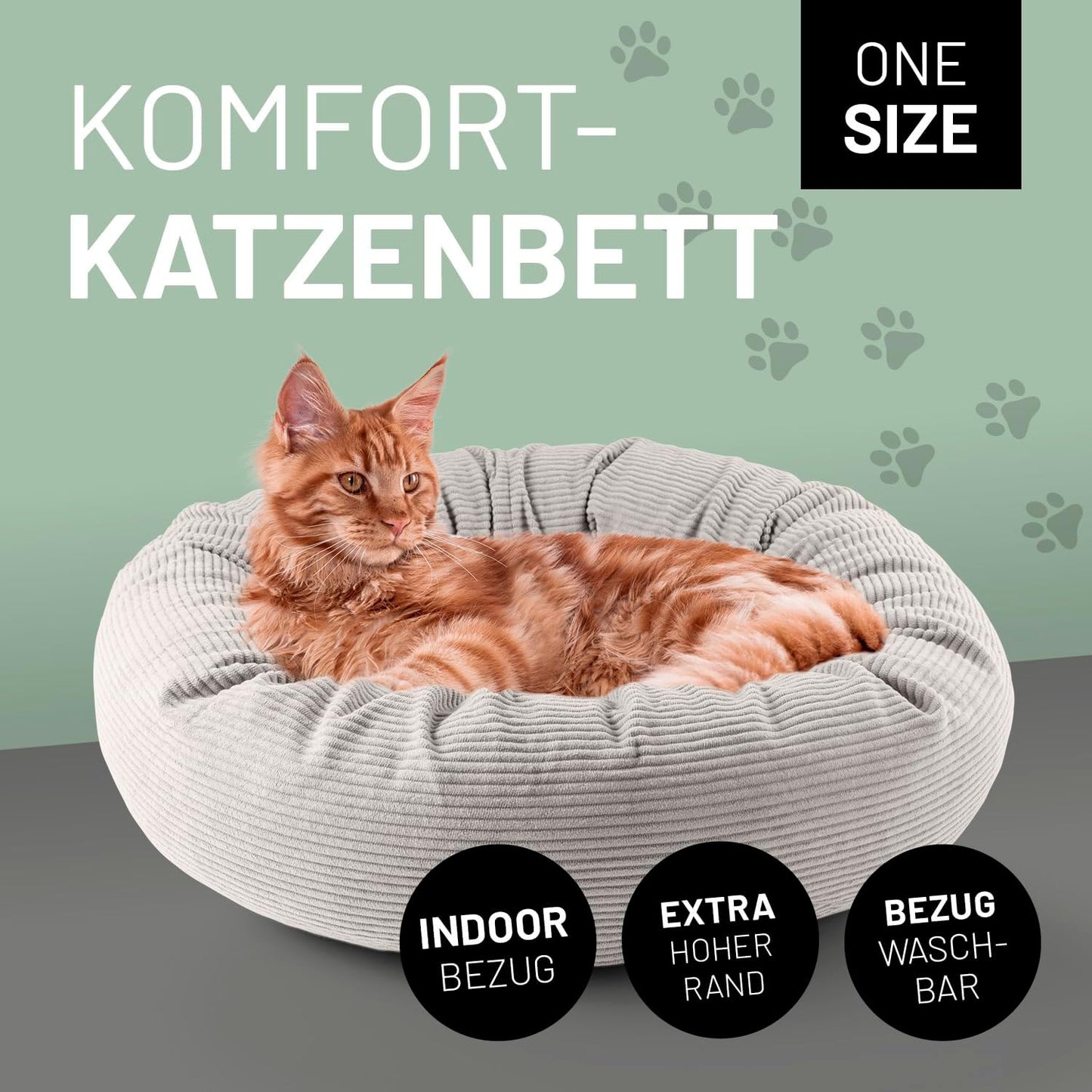 Komfort Katzenbett mit rutschfestem Boden (60 cm), Beige
