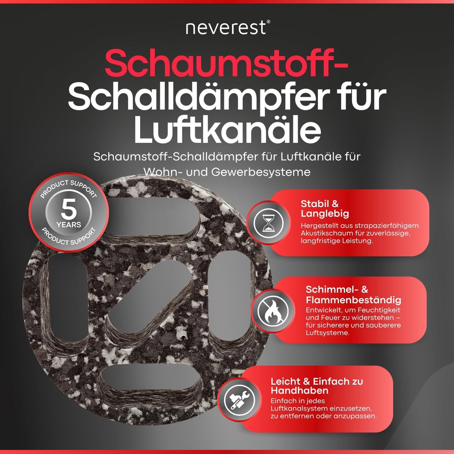 Rohrschalldämpfer für Lüftungsrohre, 150mm, 150mm