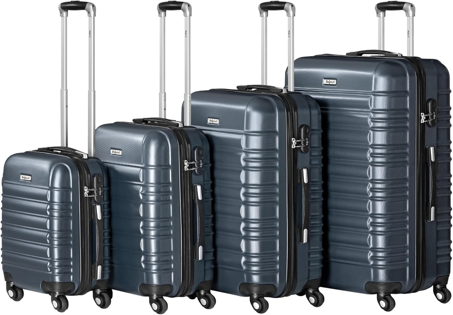 4-teiliges Hartschalenkoffer-Set mit Zahlenschloss, Anthrazit