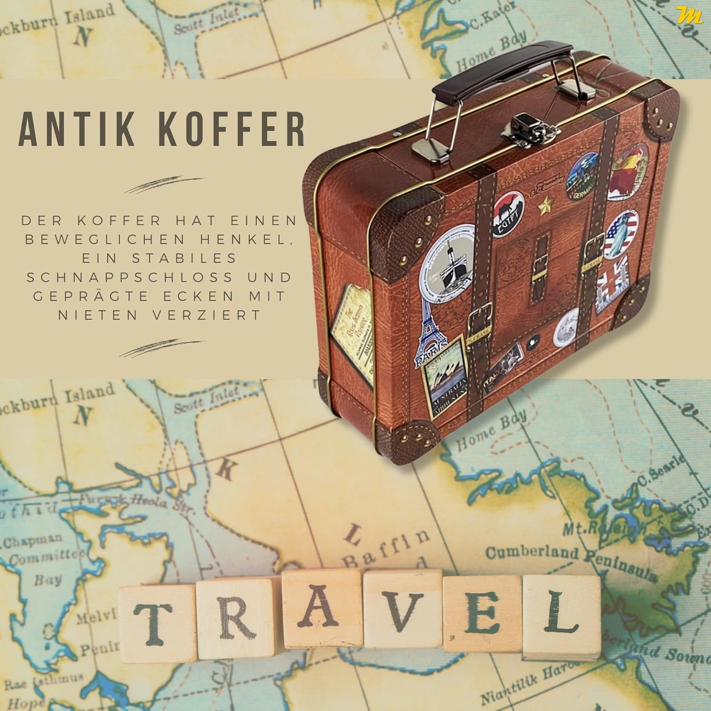 Antik Koffer Keksdose mit Schnappschloss, Antik Koffer