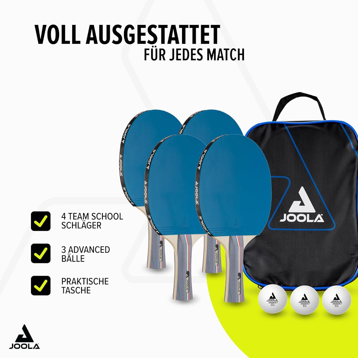 Tischtennisset mit 4 Schlägern und 3 Bällen