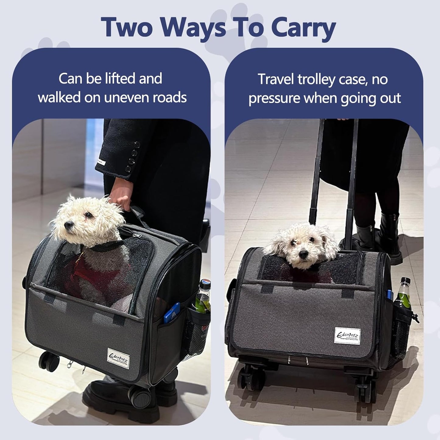Reisetasche für Hunde mit Rollen, Grau