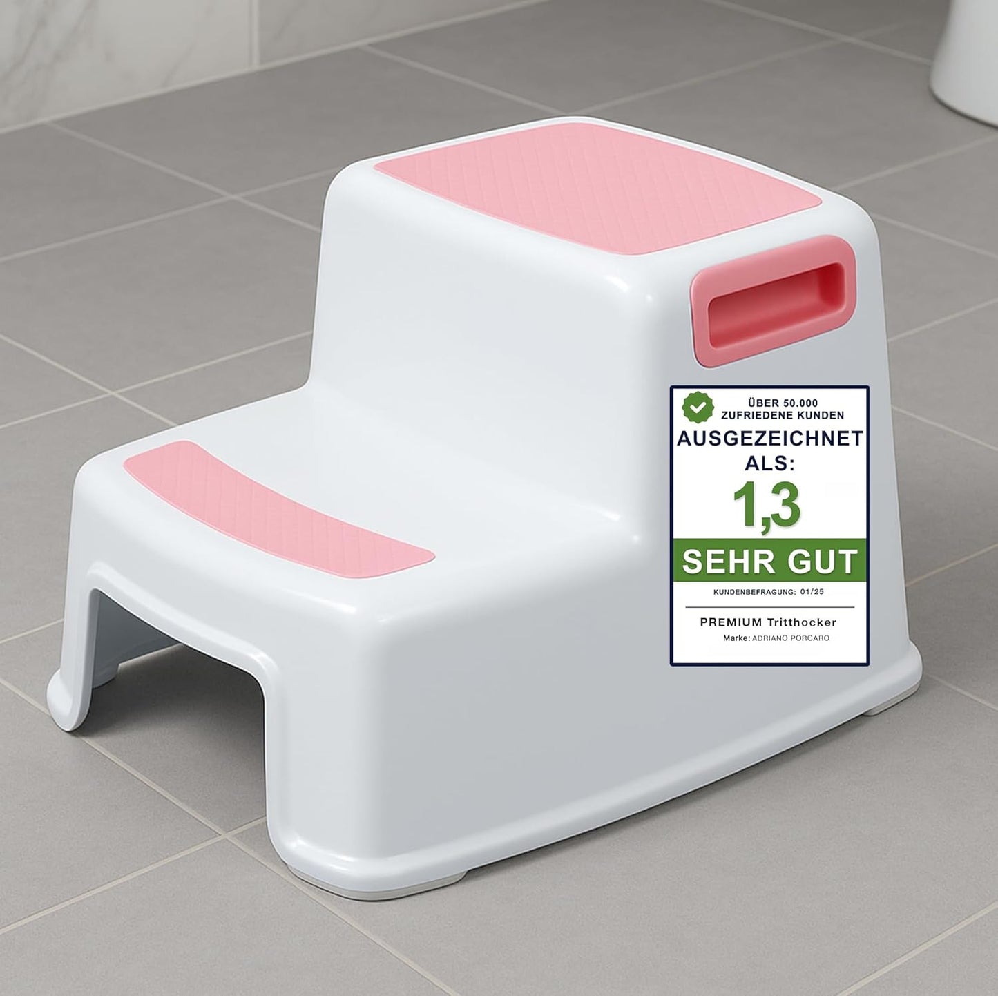 Zweistufiger Tritthocker für Kinder, Rosa