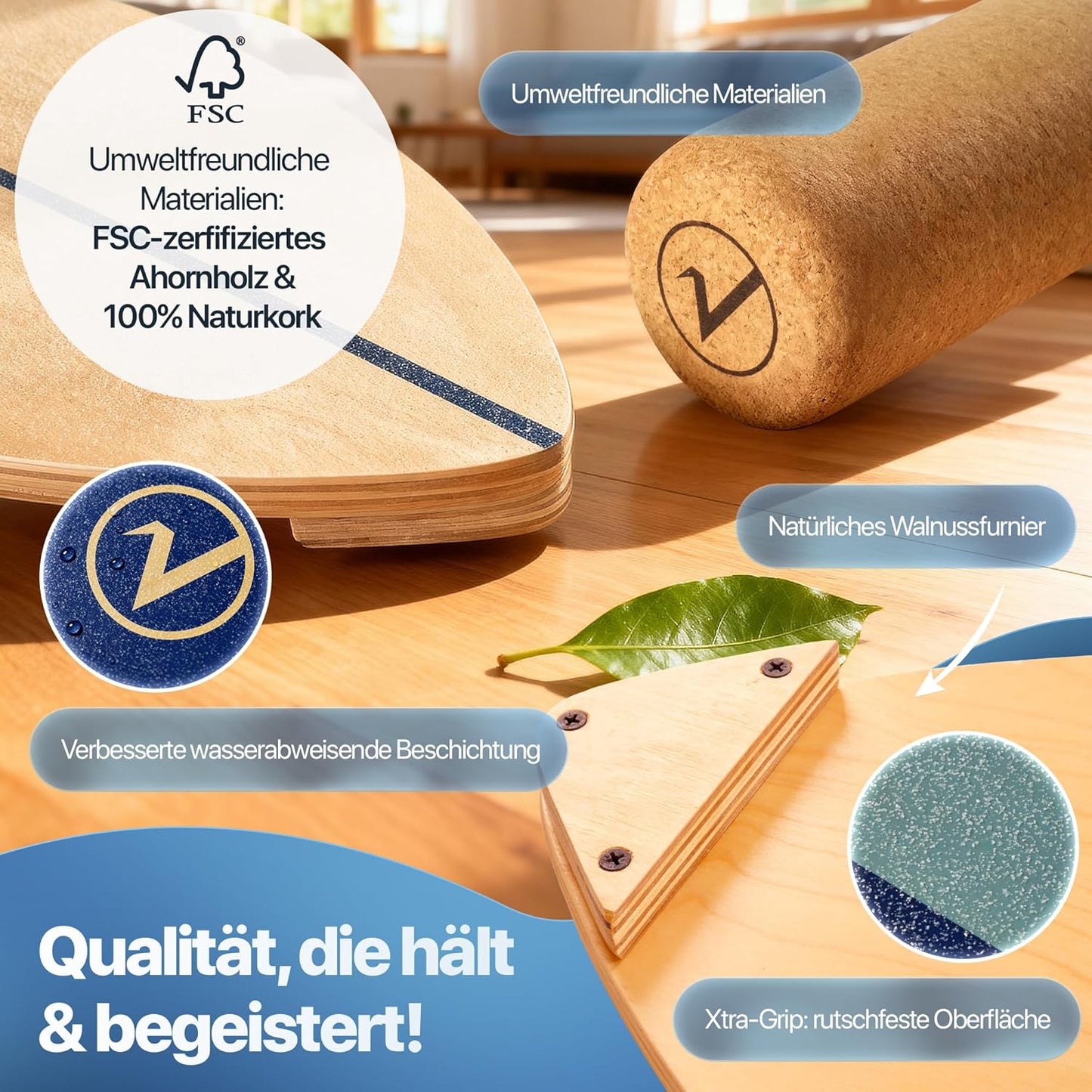 Balance Board in Surfboard-Form, braun