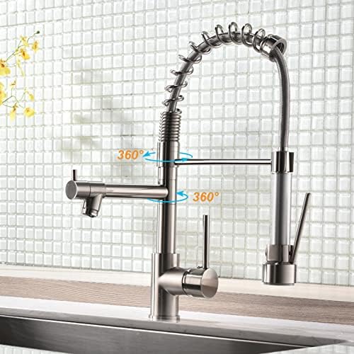 Küchenarmatur mit schwenkbarer Brause, Gebürstetes Nickel