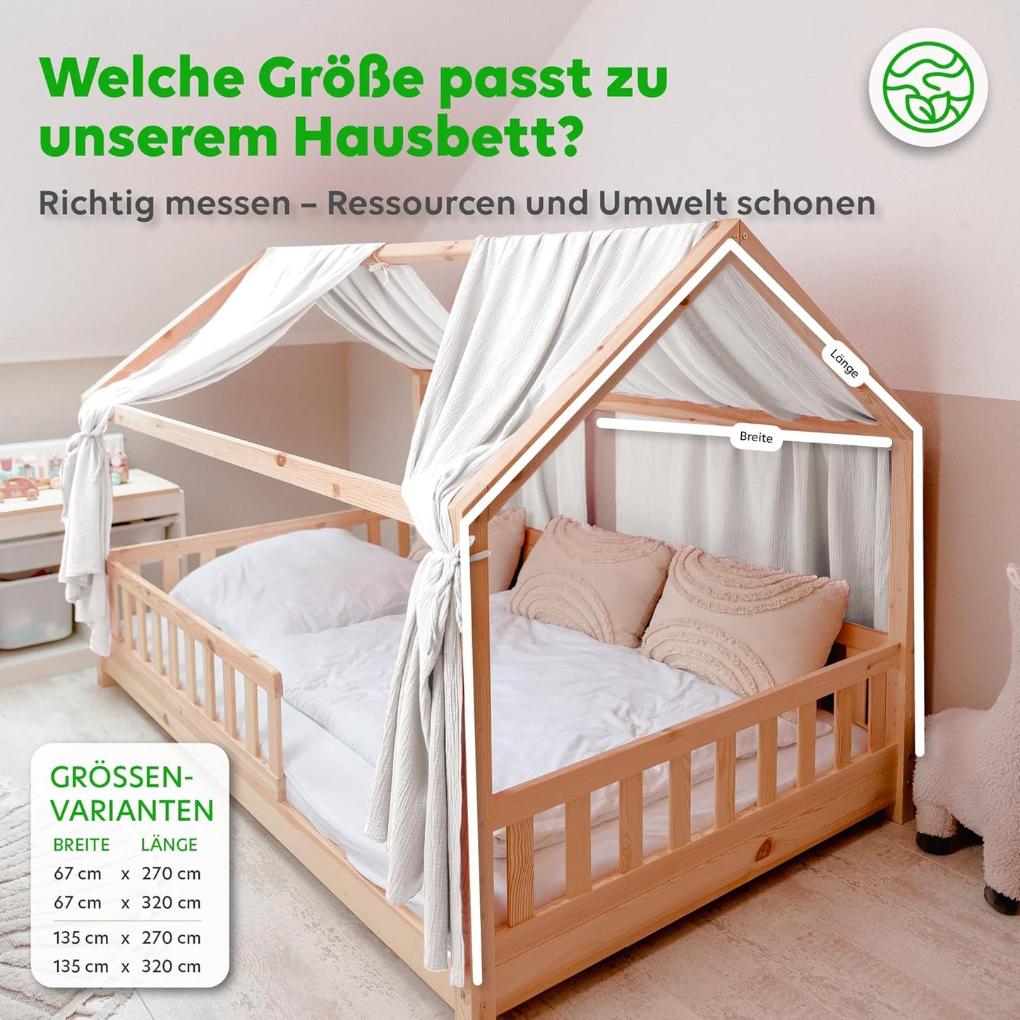 2er-Set Hausbett Himmel, Weiss 2er Set 67 x 320cm