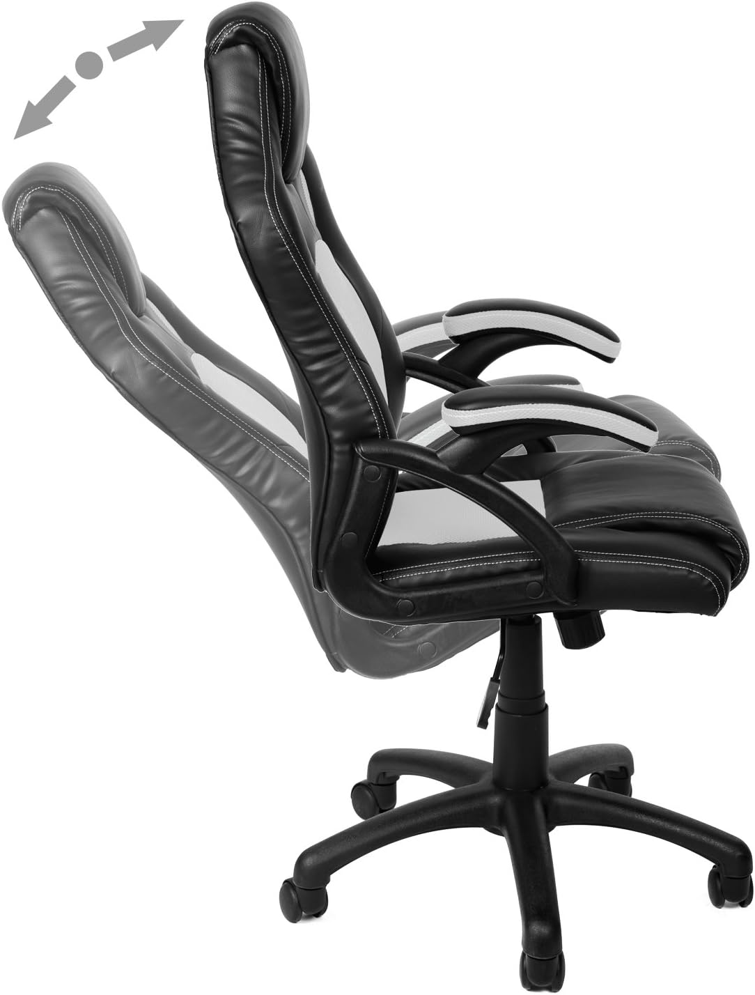 Ergonomischer Gaming-Schreibtischstuhl mit Wippmechanik, Weiß