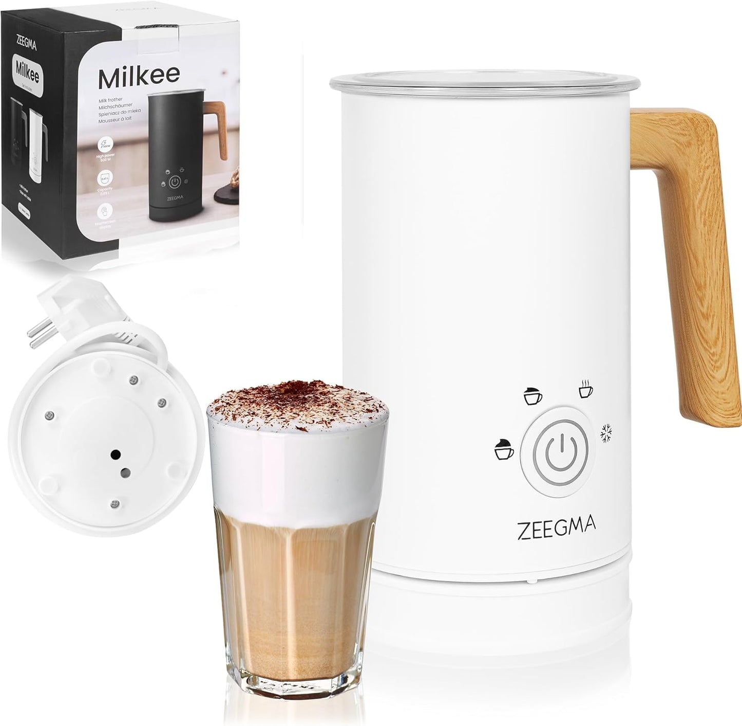 Milkee Milchaufschäumer für warme & kalte Milch, Weiß