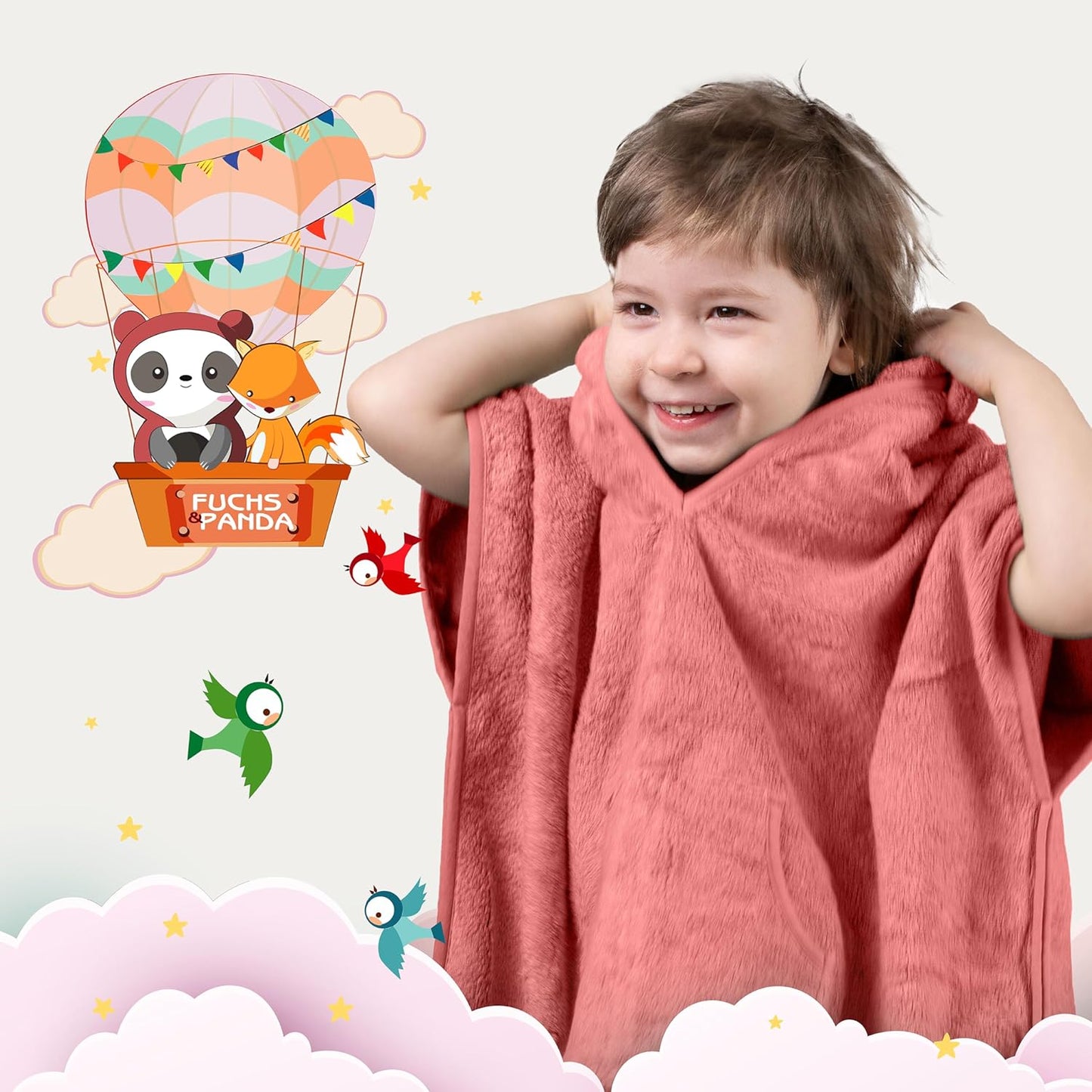 Badeponcho für Kinder, Pfingstrose