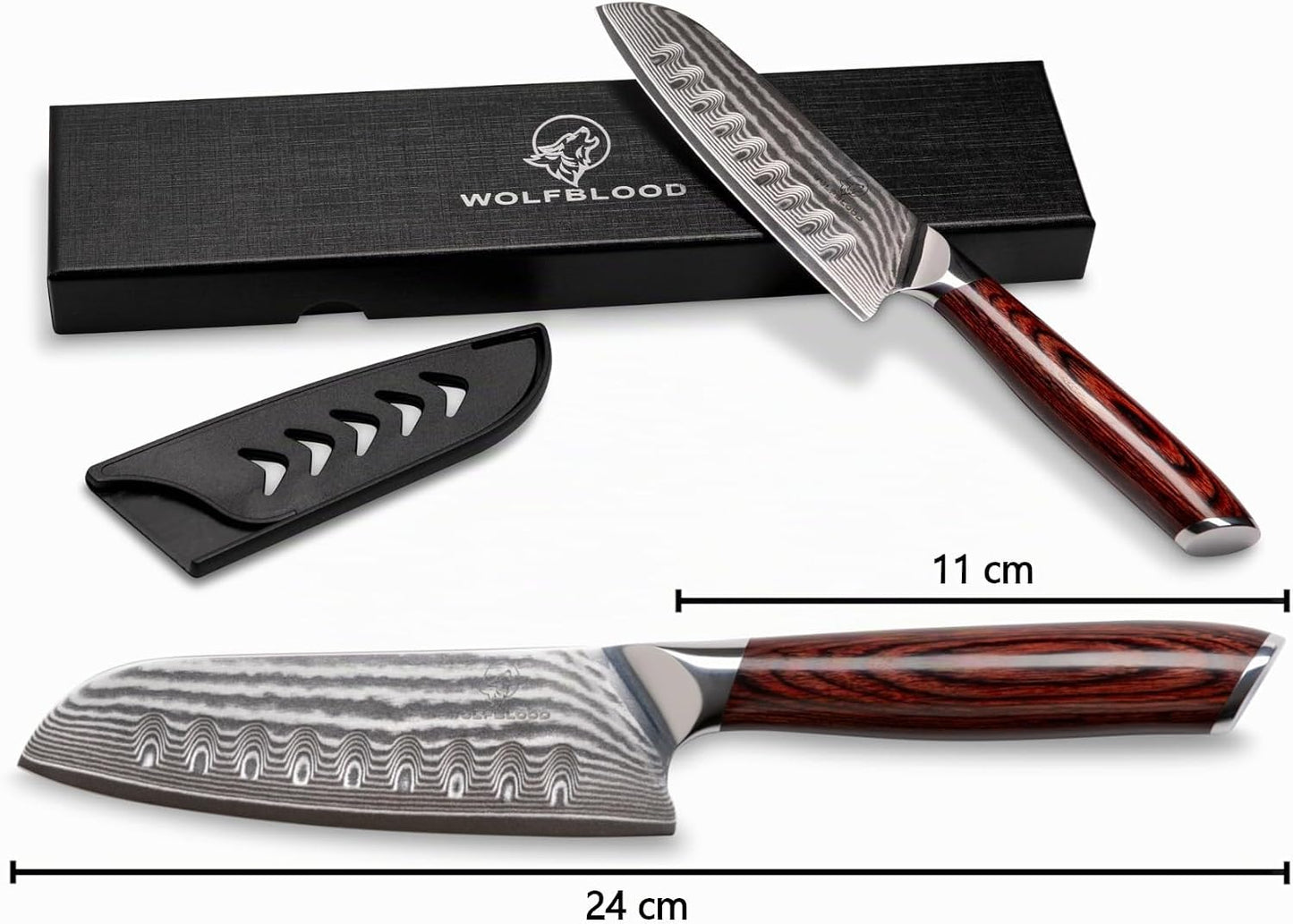 Damast Santokumesser mit Kirschholzgriff