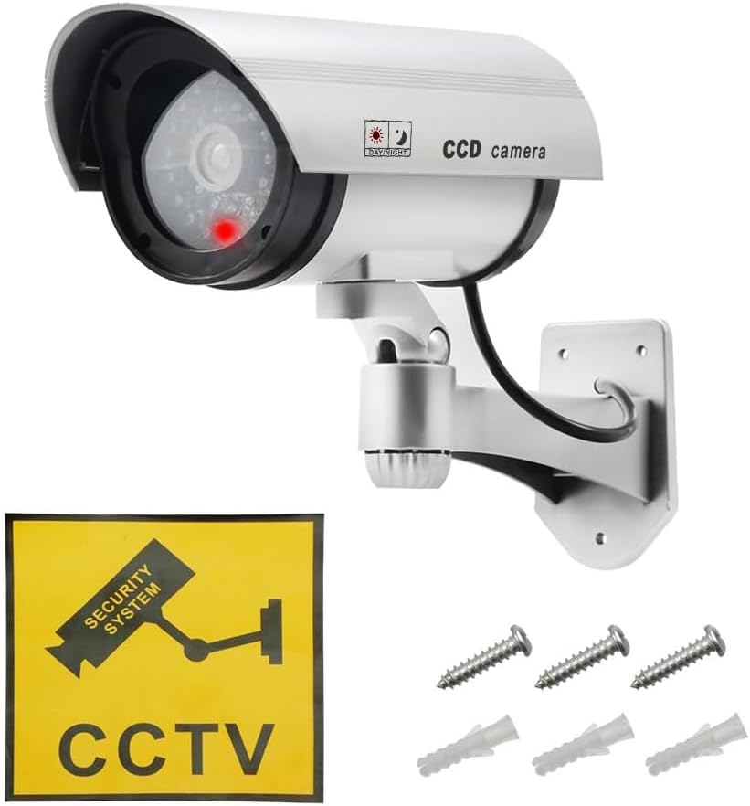 Dummy-Überwachungskamera Set mit LED, 4 Stück, Silber 4 Stück (1er Pack)