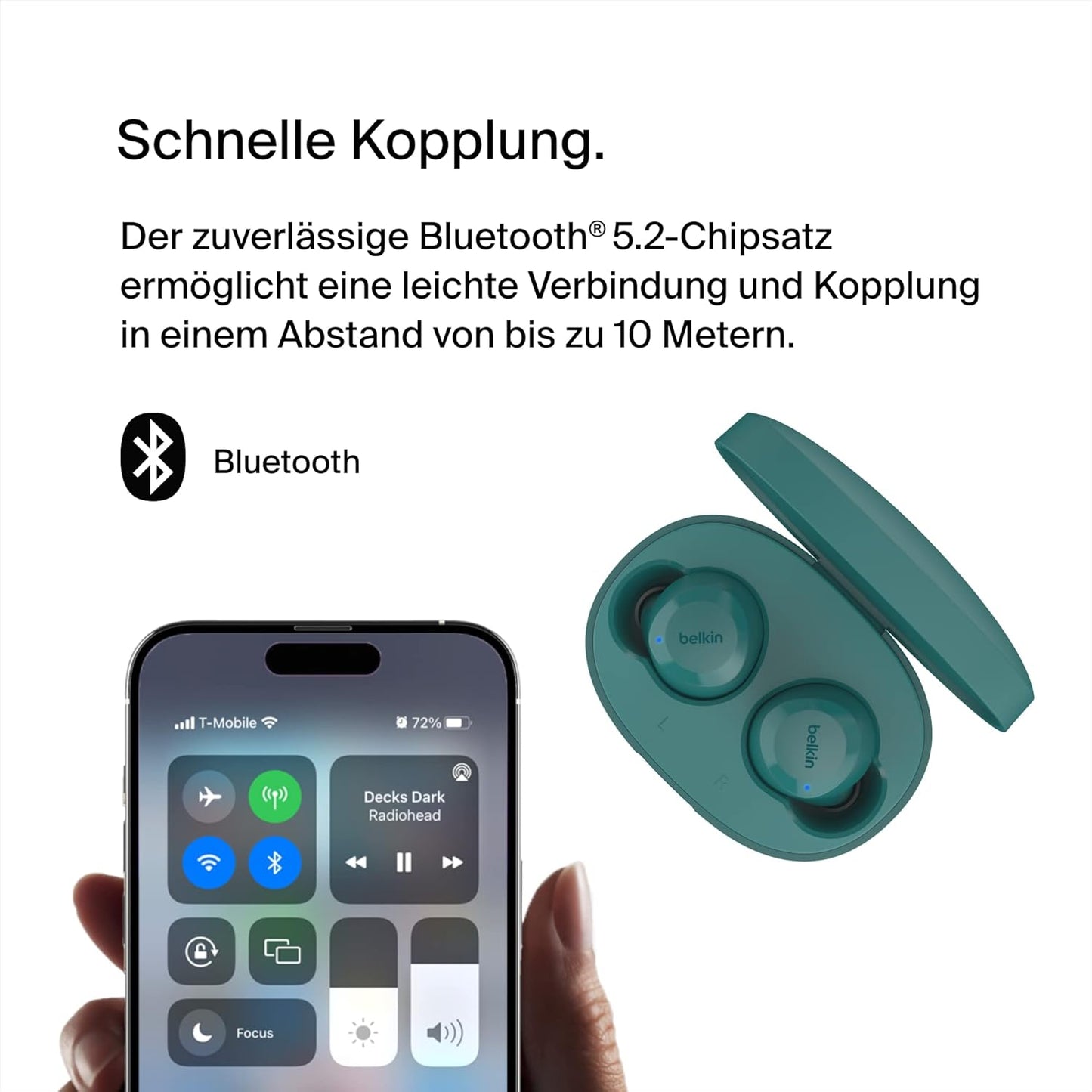 Bolt True Wireless In-Ear-Kopfhörer mit Mikrofon, Blaugrün