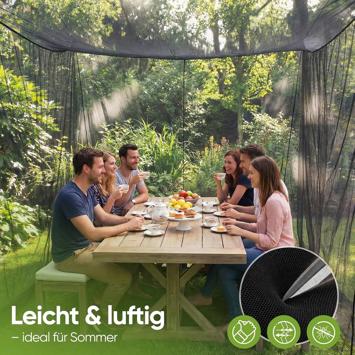 XXL-Moskitonetz für Outdoor, Schwarz 300 x 300 x 250 cm 1