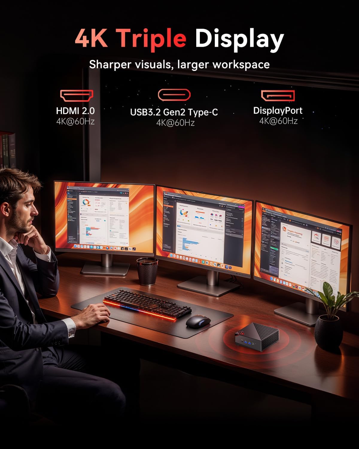 Mini PC Ryzen 7 7730U mit WiFi 6, R7 7730U/ 16GB RAM + 512GB SSD