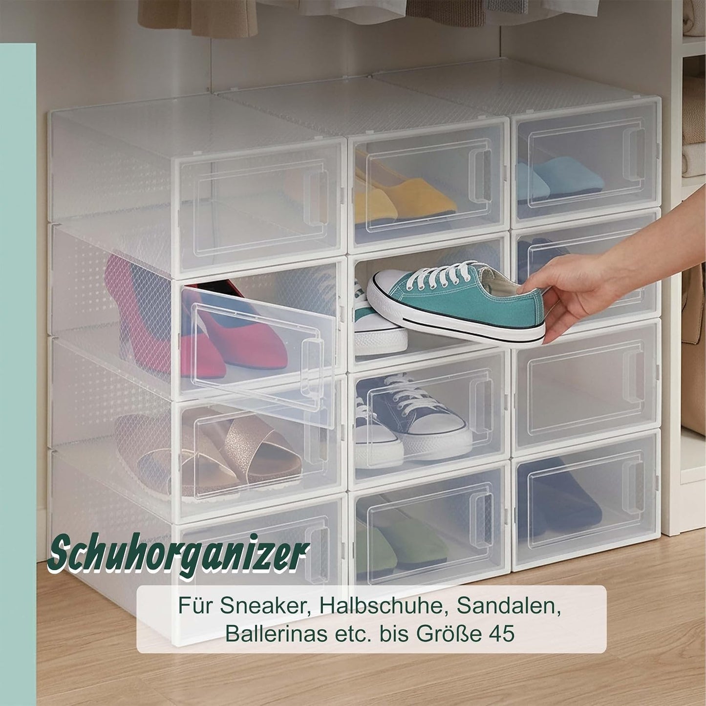 Schuhorganizer 12er Pack, stapelbare Schuhboxen