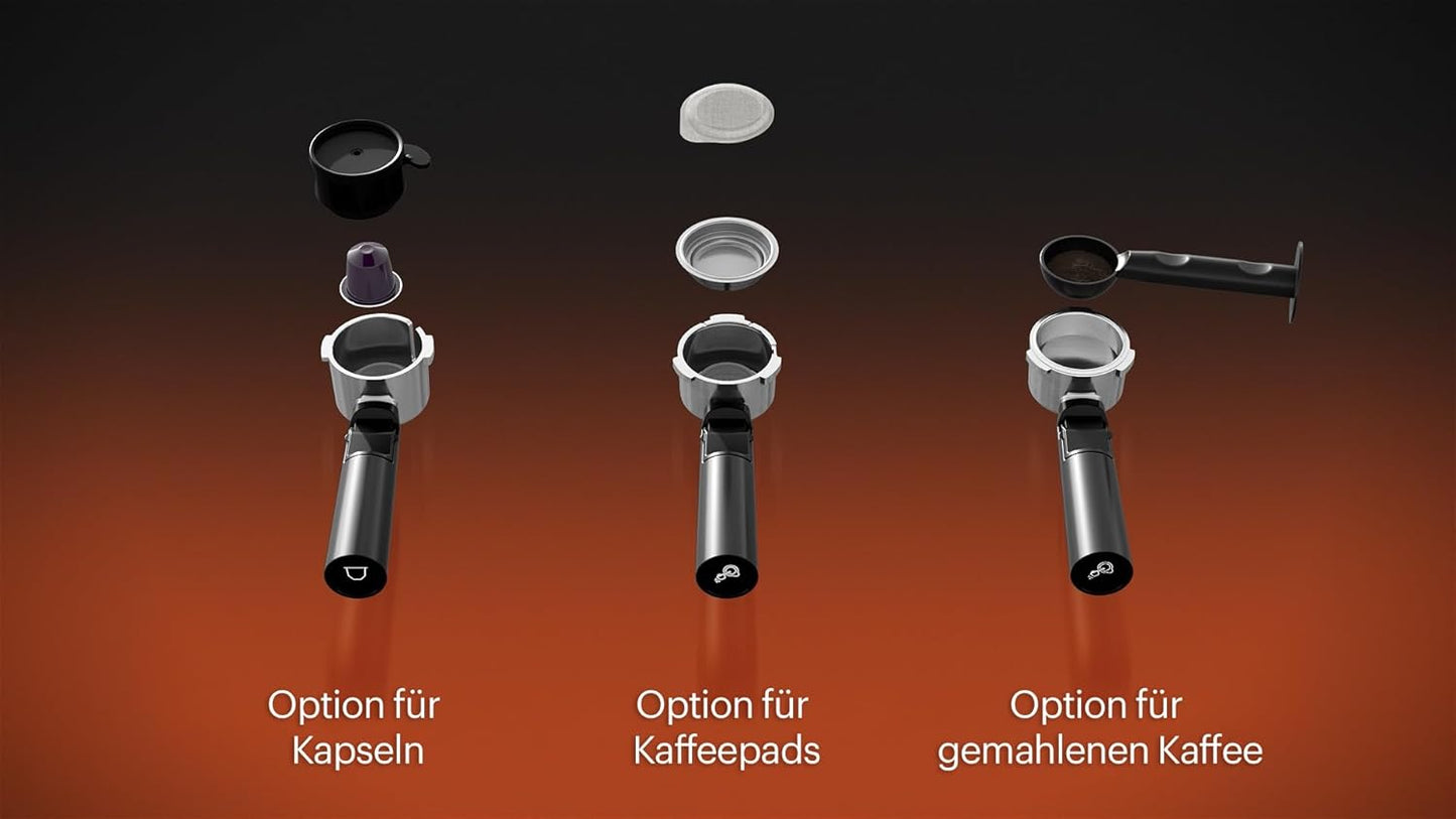 KSM 6430 Siebträgermaschine mit Milchsystem & Zweifachdüse, geeignte für Kaffepads und Kapseln