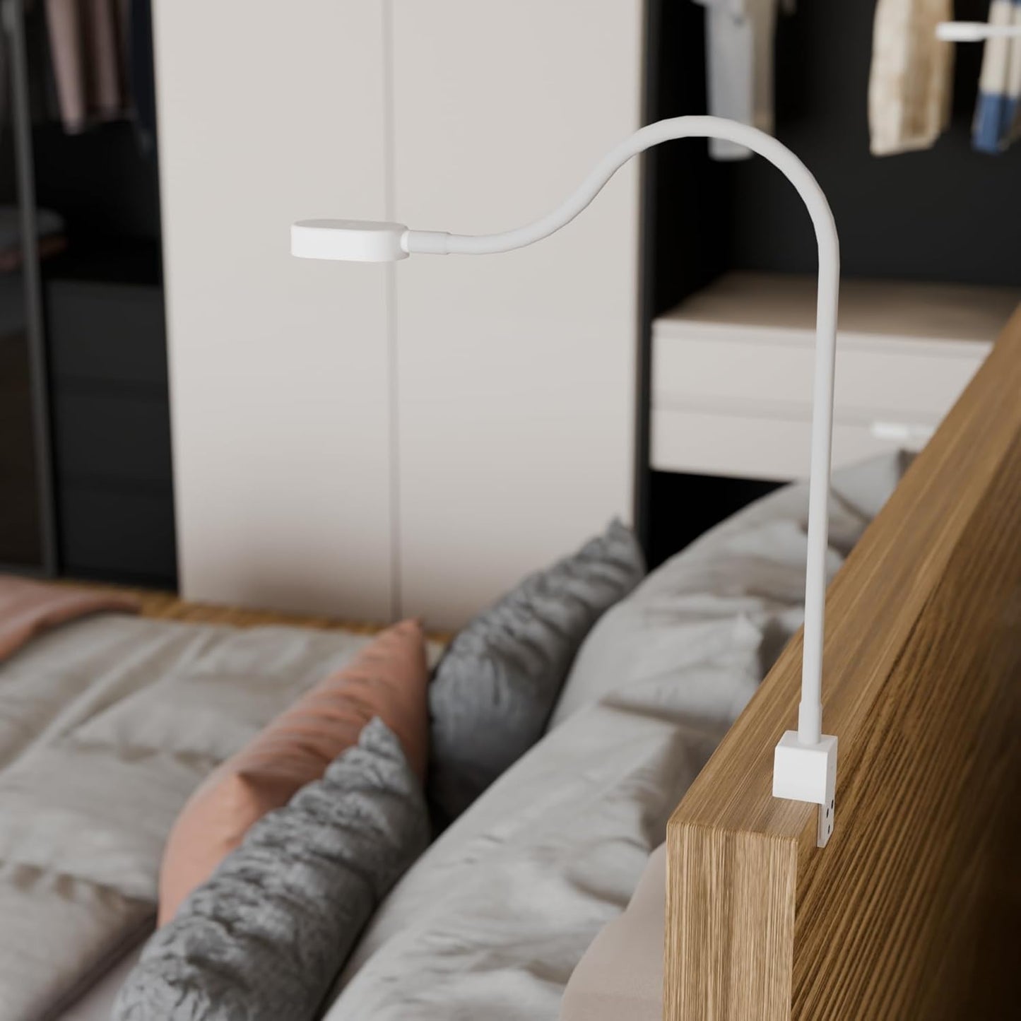LED-Bettleuchte mit flexiblem Arm, dimmbar, USB-C, 1er Set Weiss