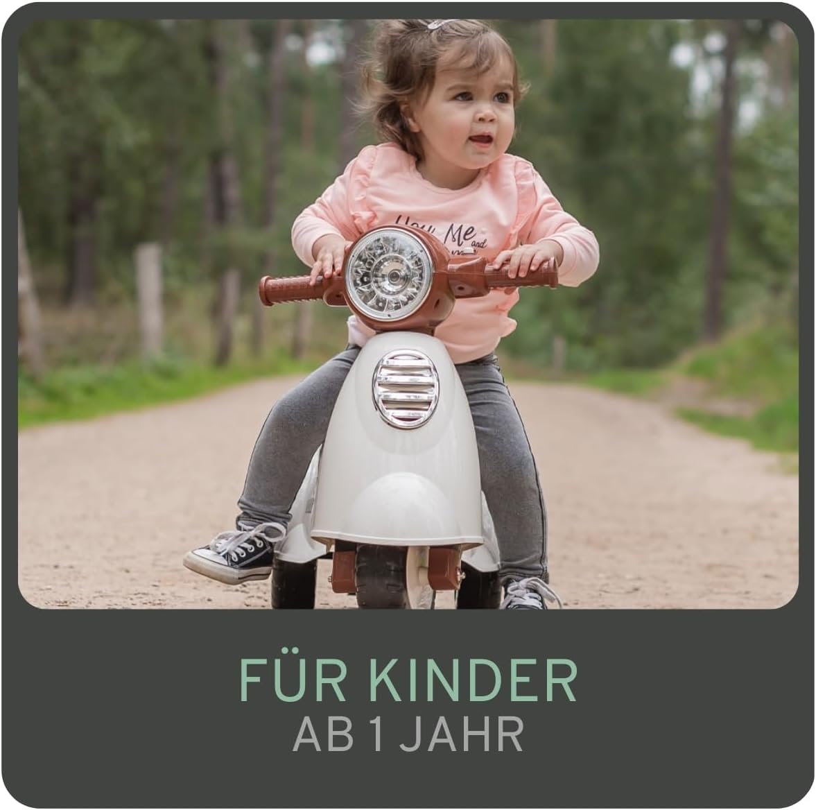 Laufroller Retro Scooter mit Stauraum & Hupe, Weiss