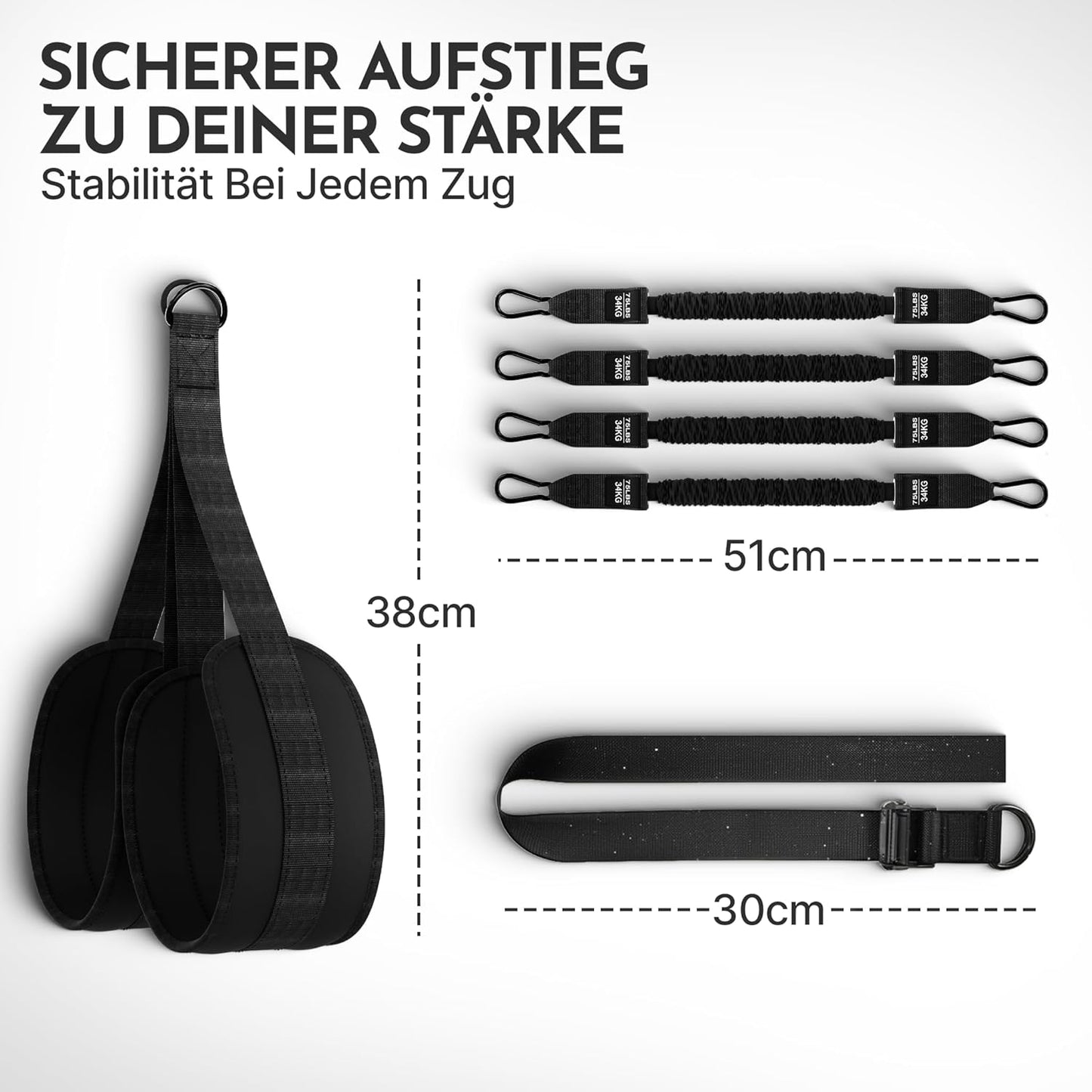 Klimmzughilfe mit 4-Seil-System und Fussschlaufen, Klimmzughilfe