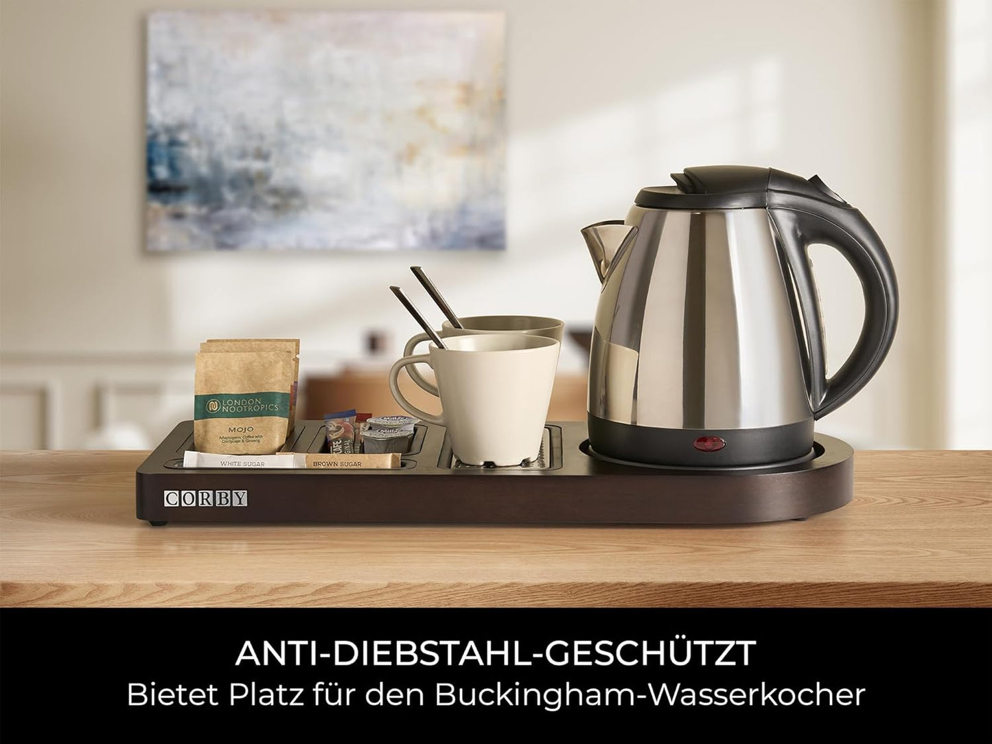 Willkommenstablett aus dunklem Holz, Dunkles Holz