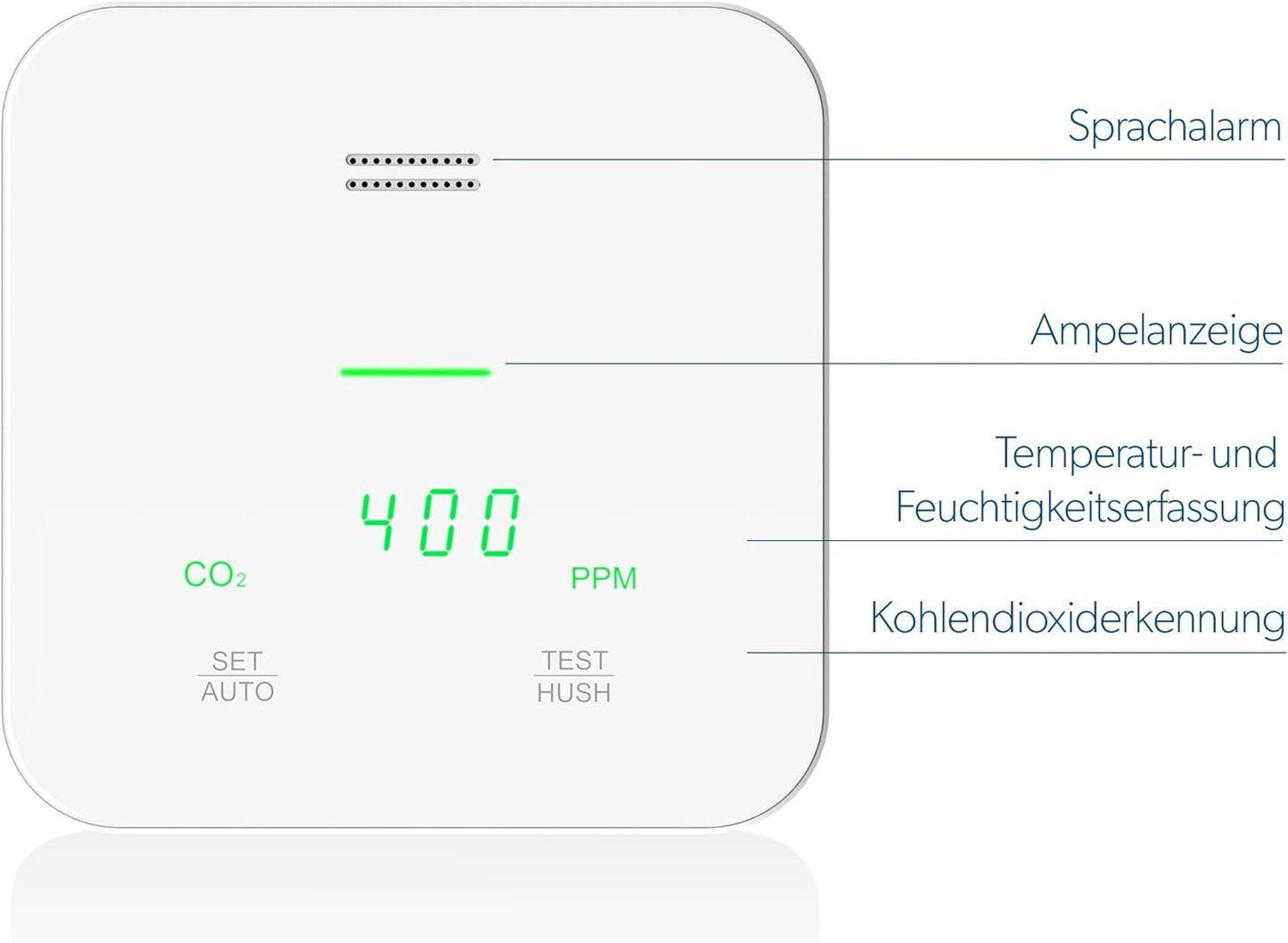 CO2 Messgerät mit Temperatur- und Feuchtigkeitssensoren