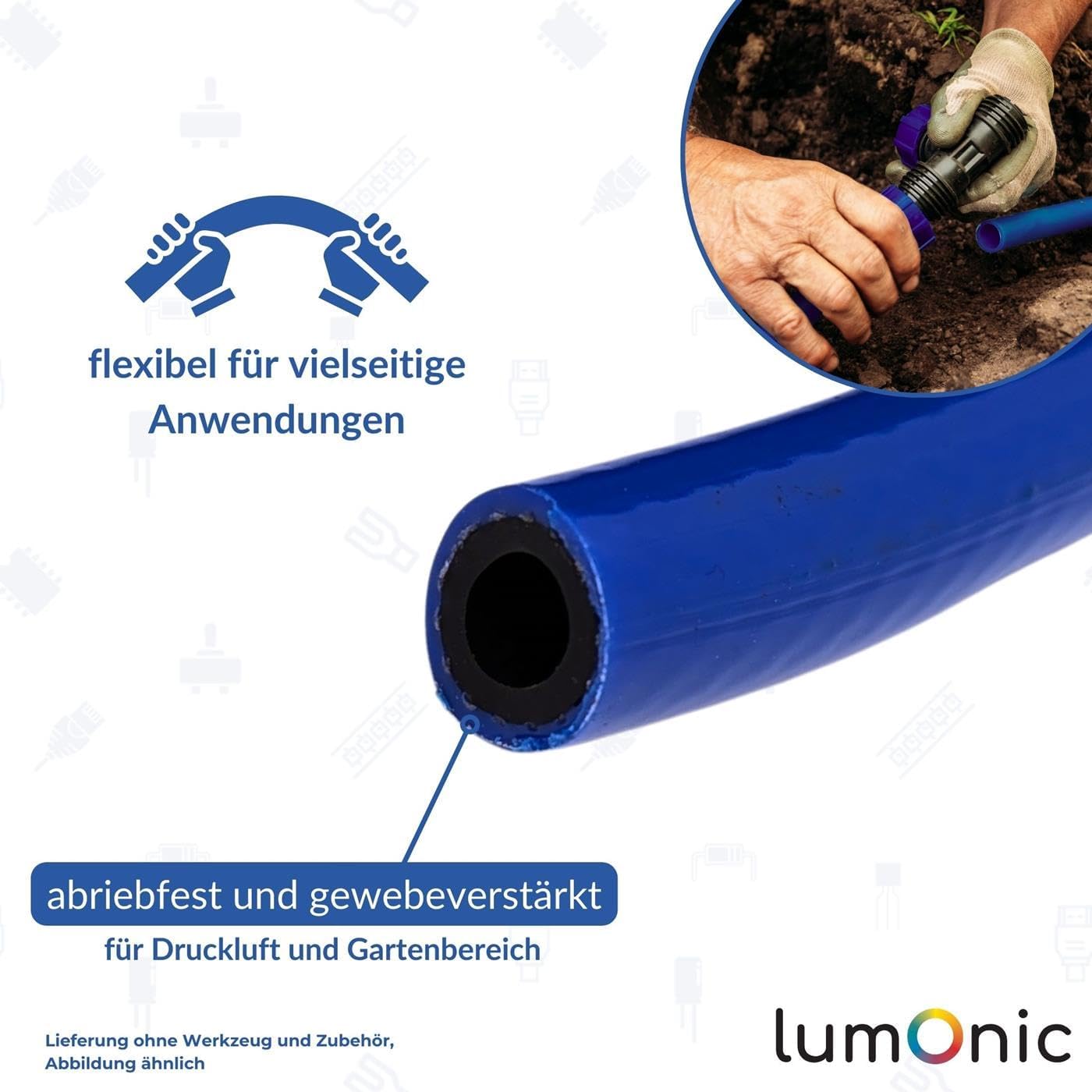 Flexibler Druckluft- und Bewässerungsschlauch, 13mm, 1/2" 20m