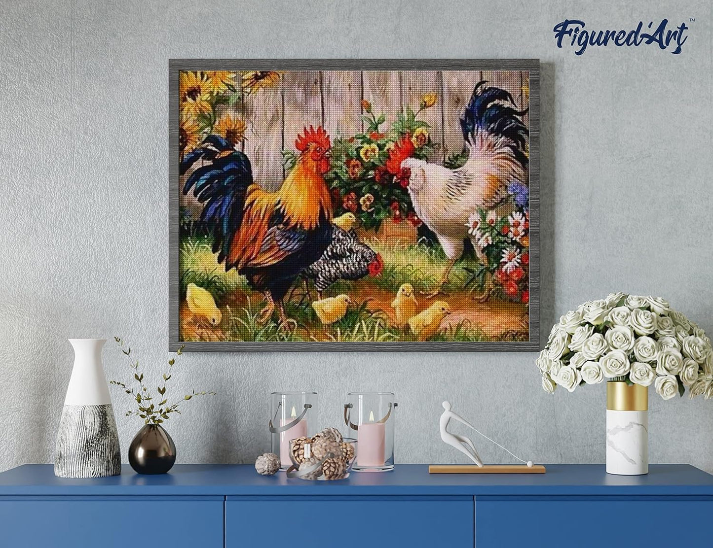 Diamond Painting, 40 x 50 cm, Hähne und Kücken 40x50cm (Ohne Rahmen)