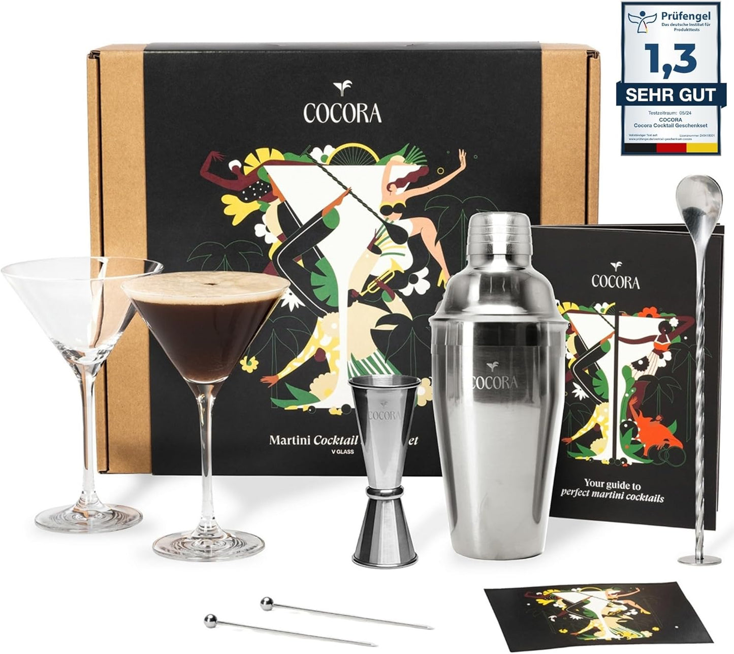8-teiliges Cocktail-Set mit Shaker und Gläsern, Silver