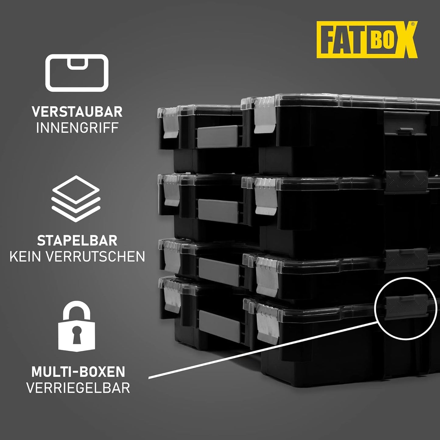 XXL Organizer Sortierkasten, Schwarz Pbi 31 (44x36x6,5cm) | 1er Pack