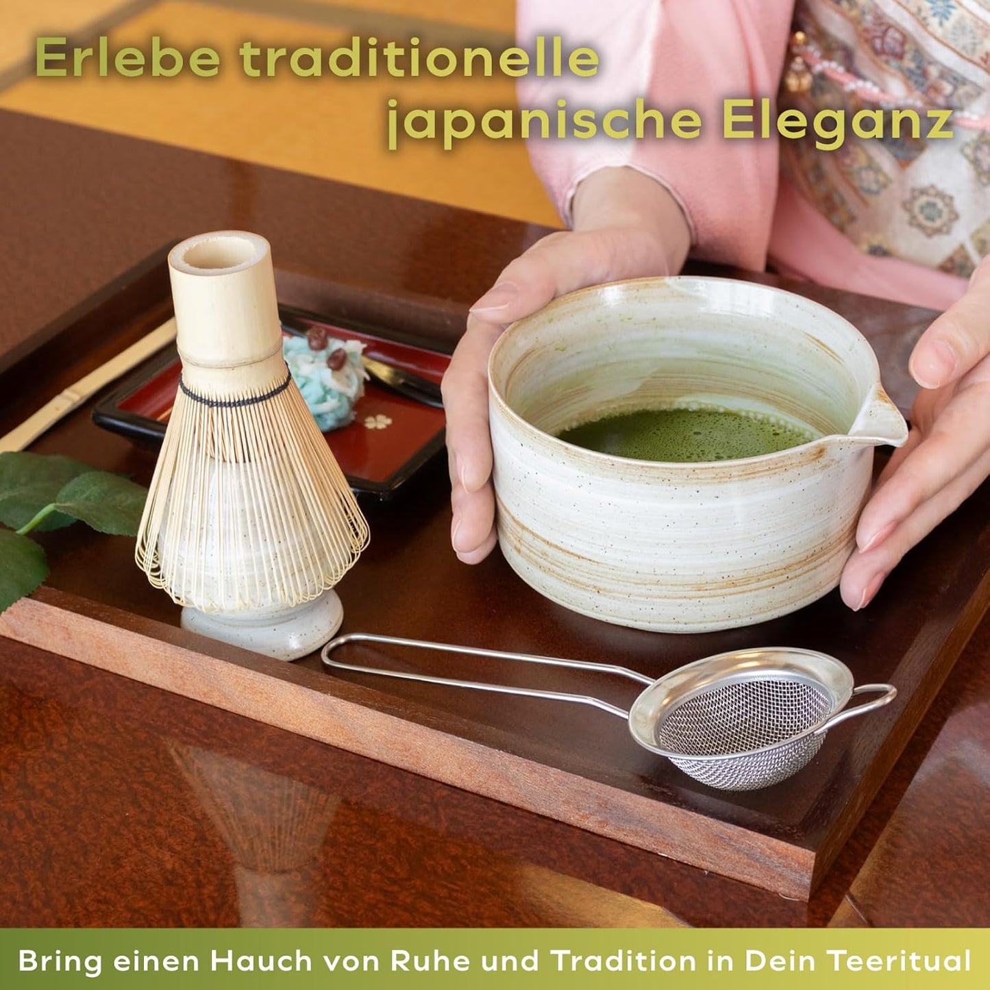 Matcha Tee-Set, Rustikales Beige