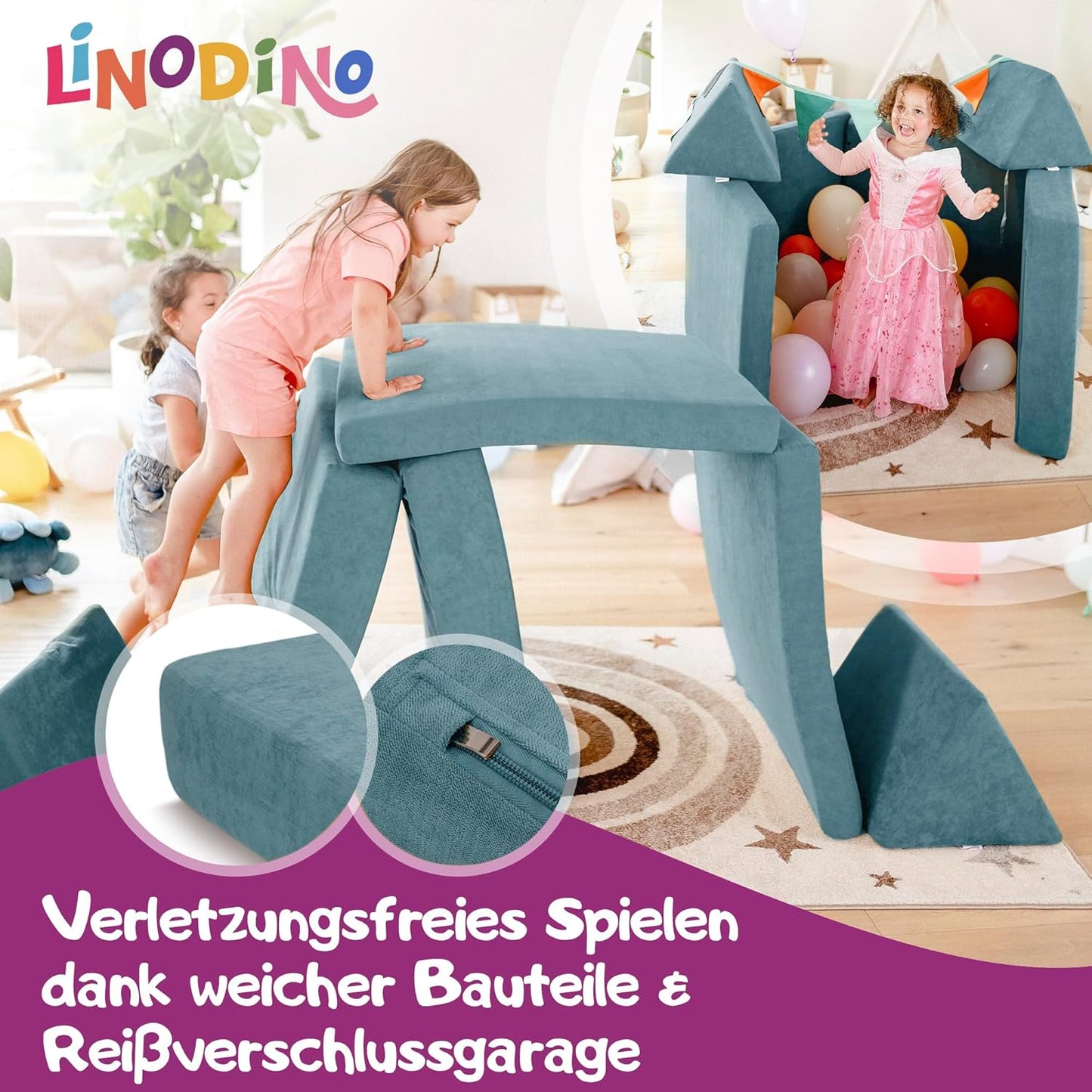 Spielsofa für Kinder, Krabbelkäfer Blau