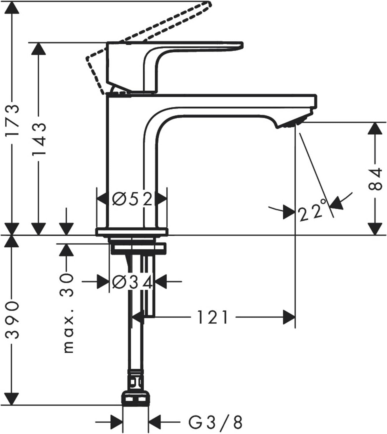 HG Standventil Rebris S 80, Mattschwarz