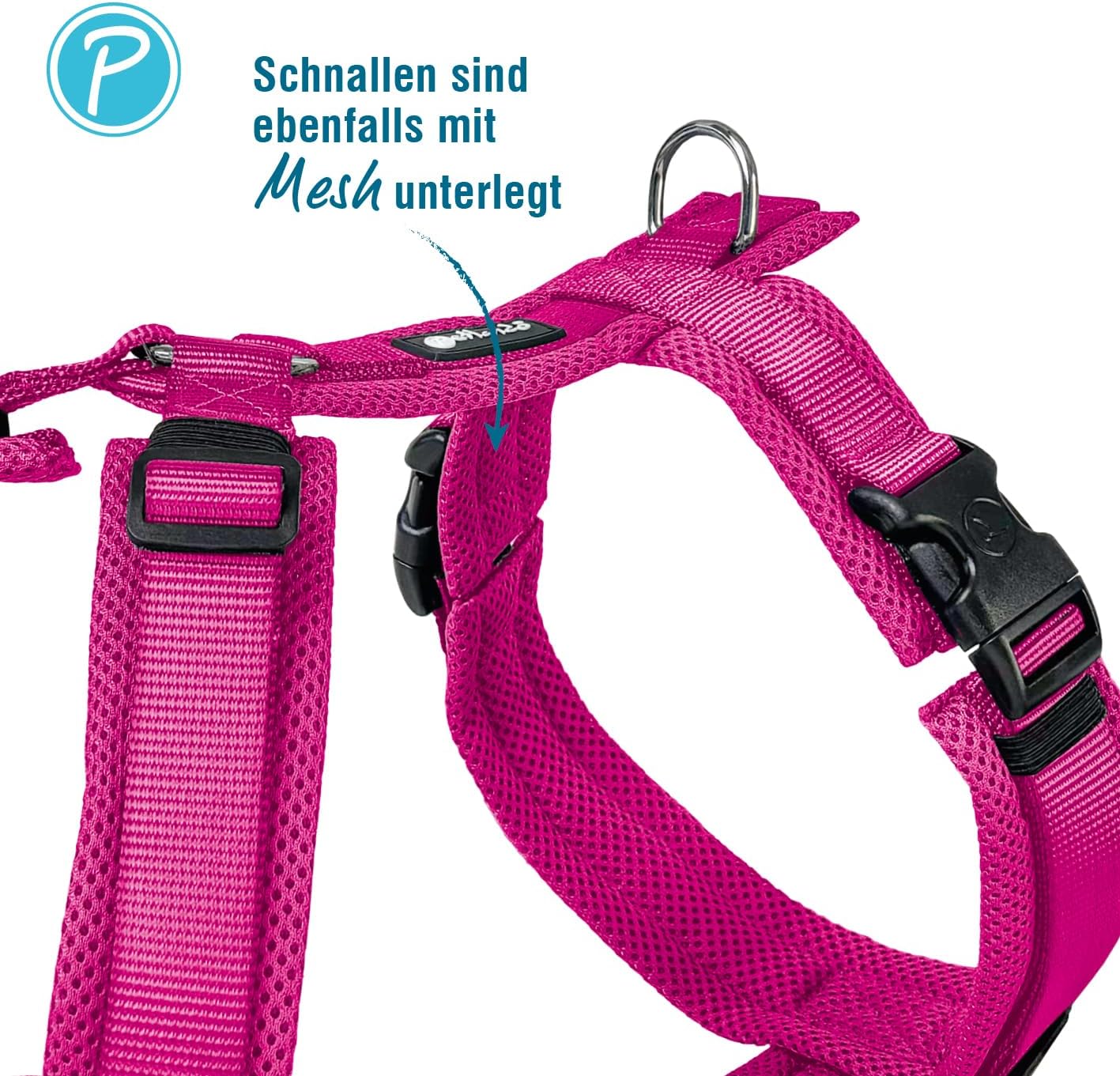 Brustgeschirr Mesh Y-Comfort, Fuchsia L