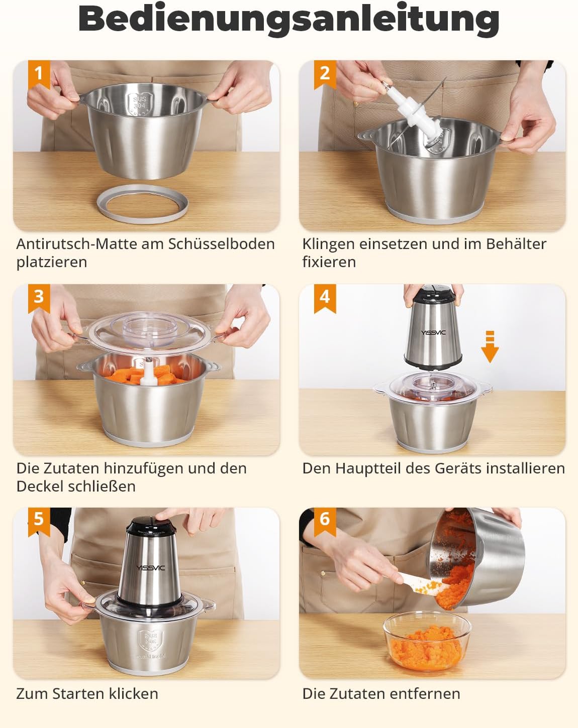 Elektrischer Multizerkleinerer, 2L（acciaio inossidabile）