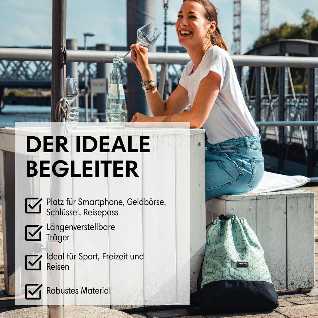 Turnbeutel No 7 mit Aussentasche, Mint Muster